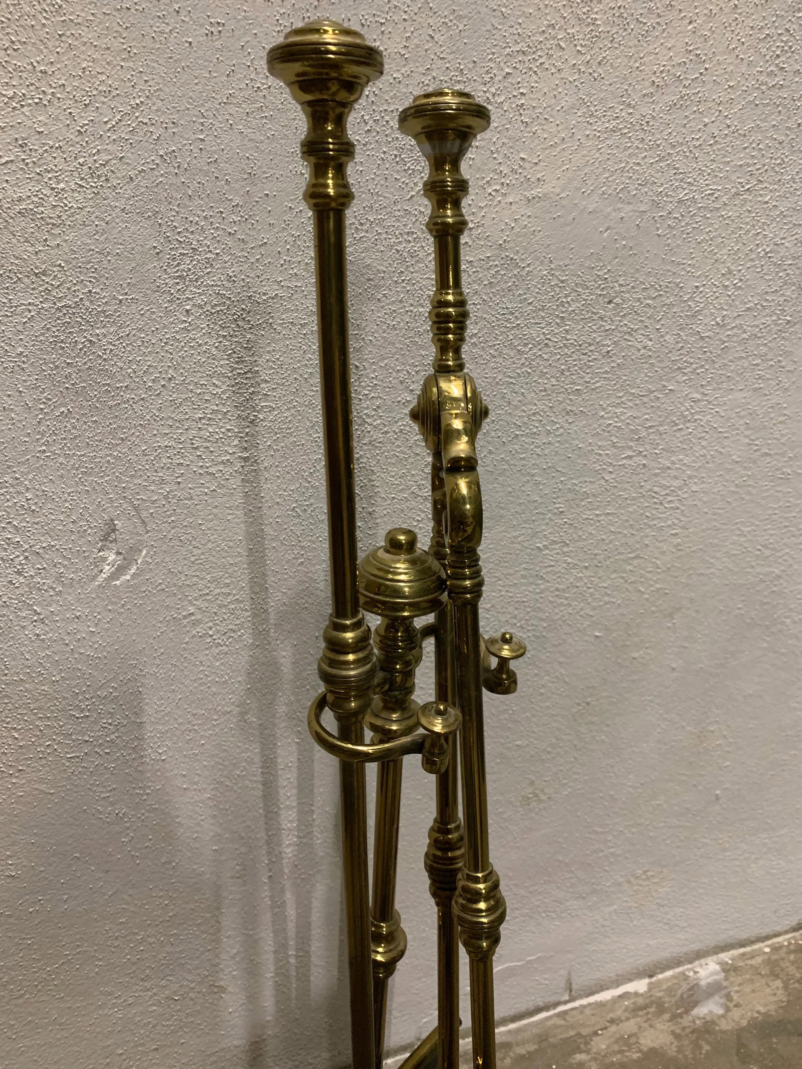 Vintage Art Nouveau Brass Fireplace Set - 12