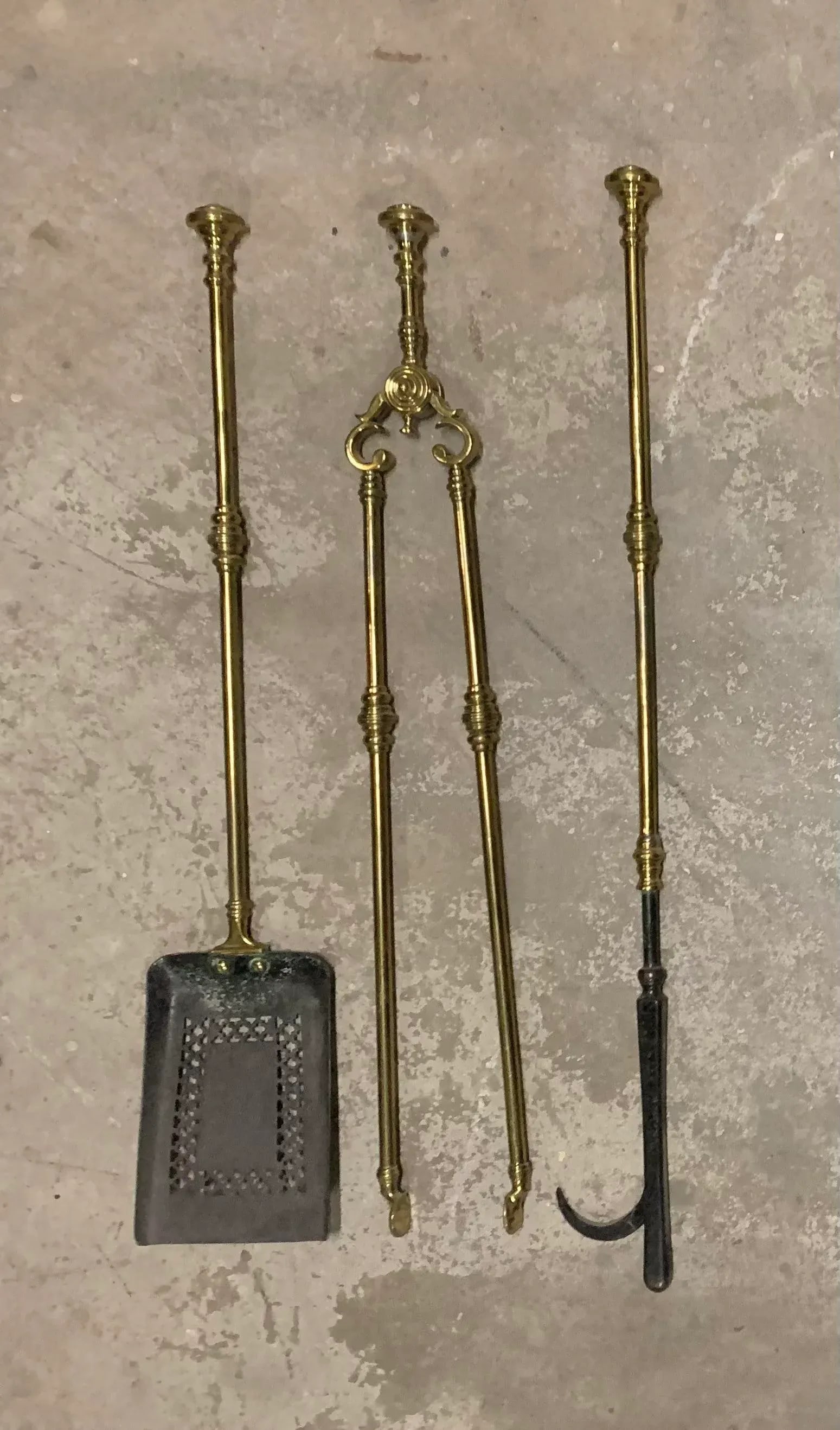 Vintage Art Nouveau Brass Fireplace Set - 8