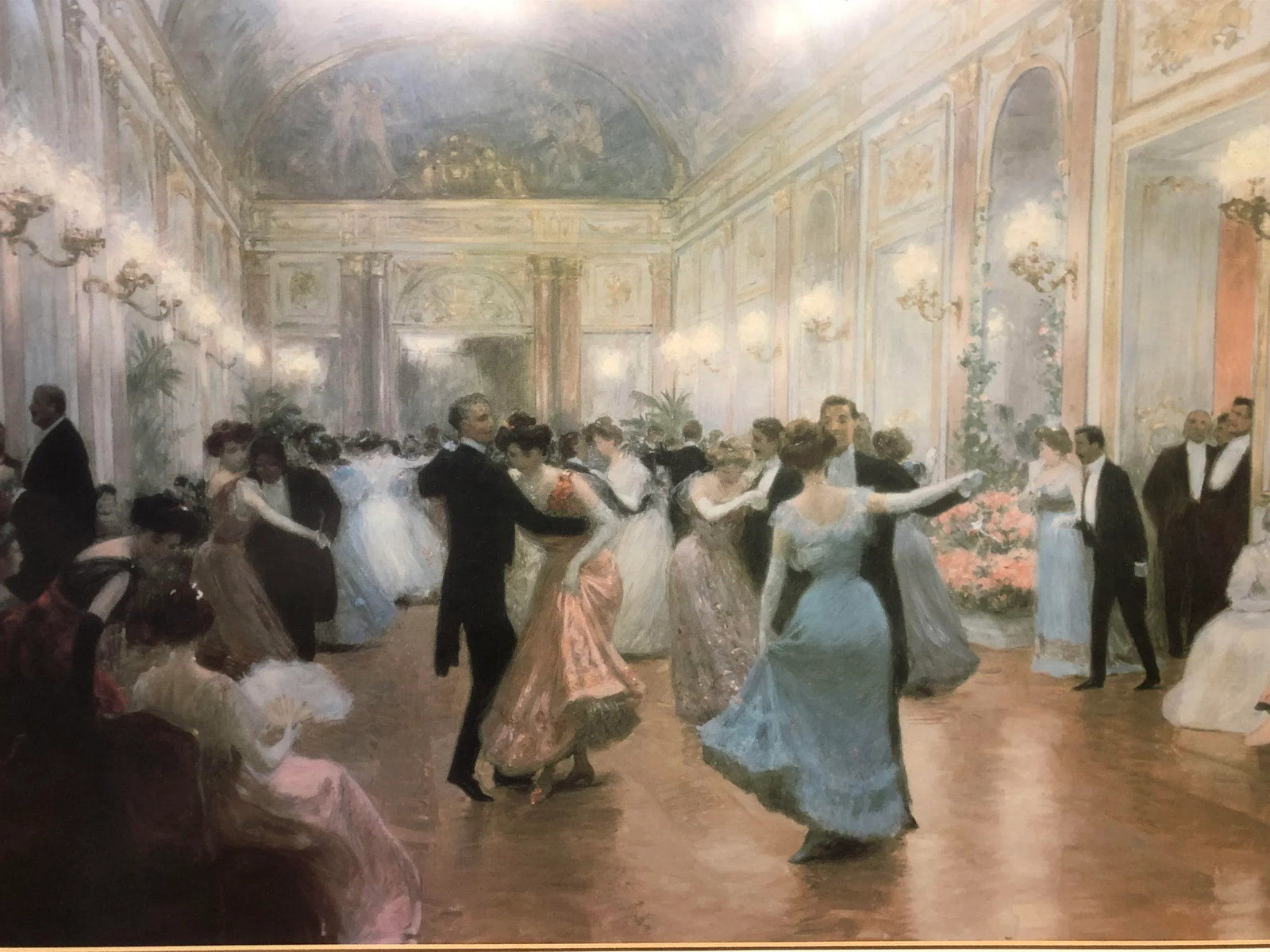 An Elegant Soiree - Vintage Copy of Watercolor Painting by French Artist Victor Gabriel Gilbert - 2