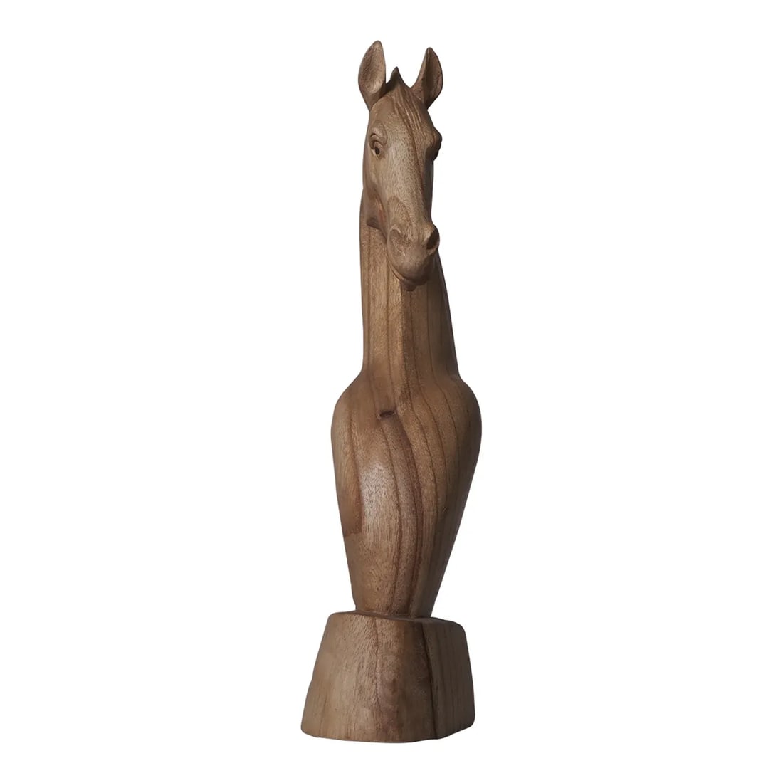 21st Century Hand Carved Wooden Horse Bust Statue - 3