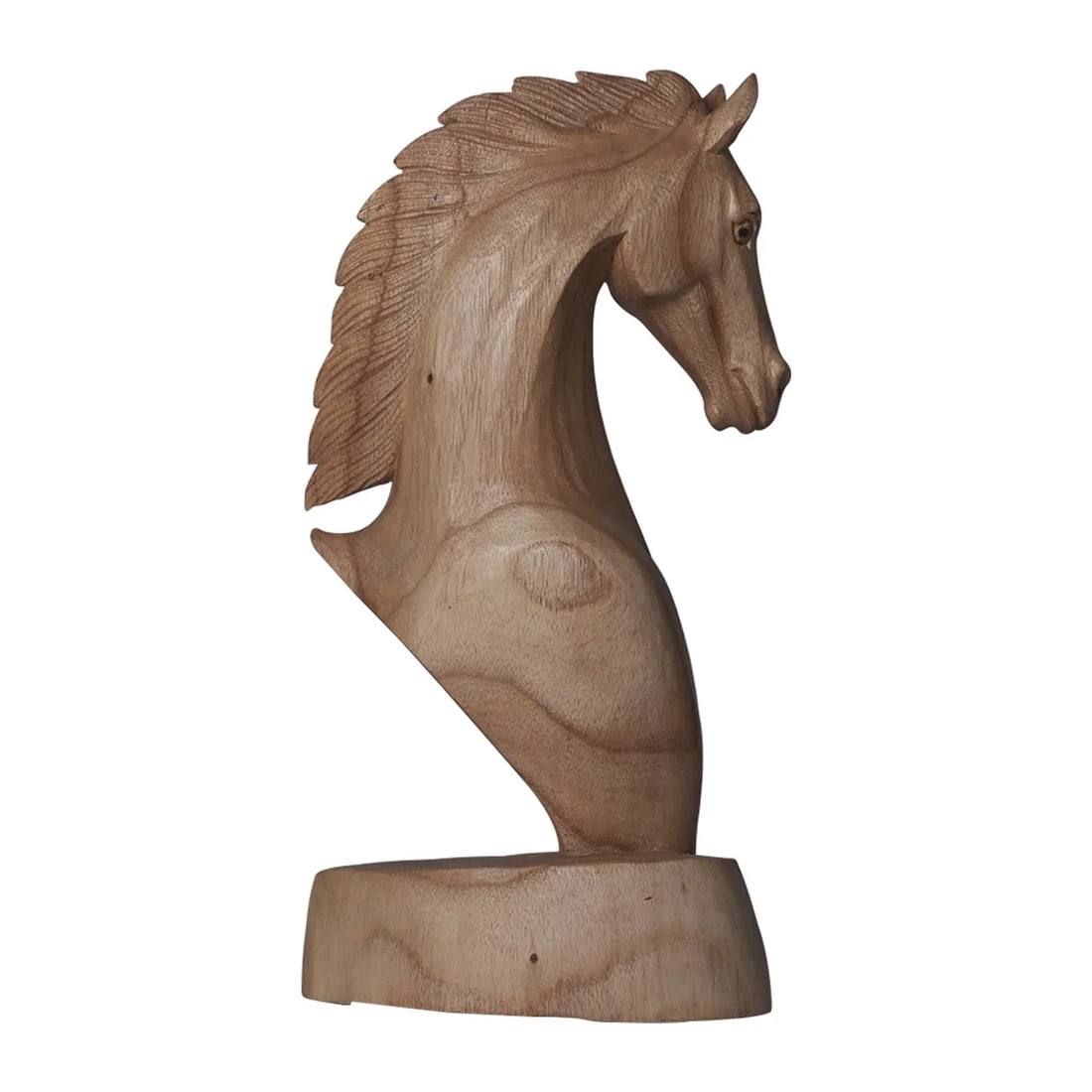 21st Century Hand Carved Wooden Horse Bust Statue - 4