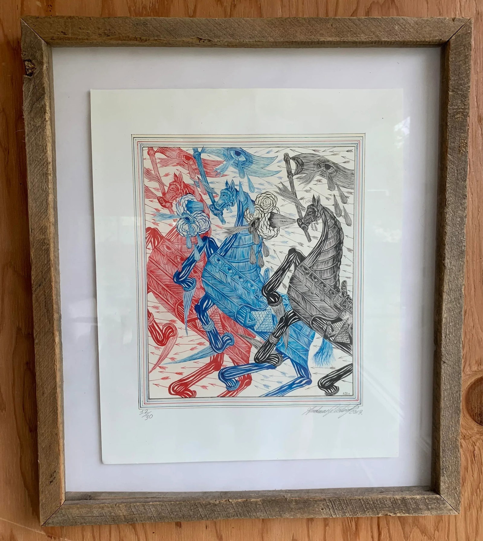 Contemporary Pen and Ink Drawing of Three Horses, by Andrew Schoultz - 6