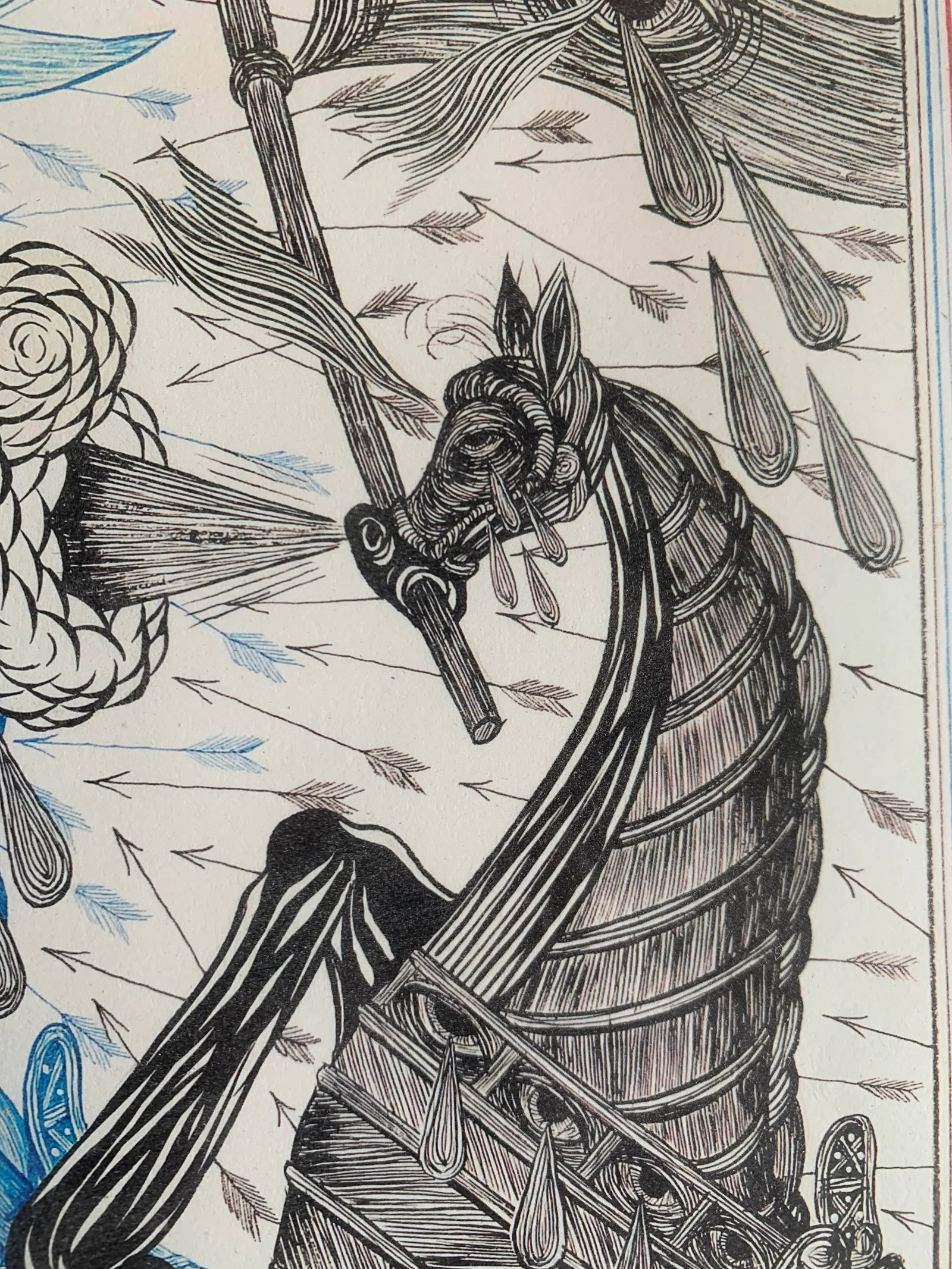Contemporary Pen and Ink Drawing of Three Horses, by Andrew Schoultz - 9