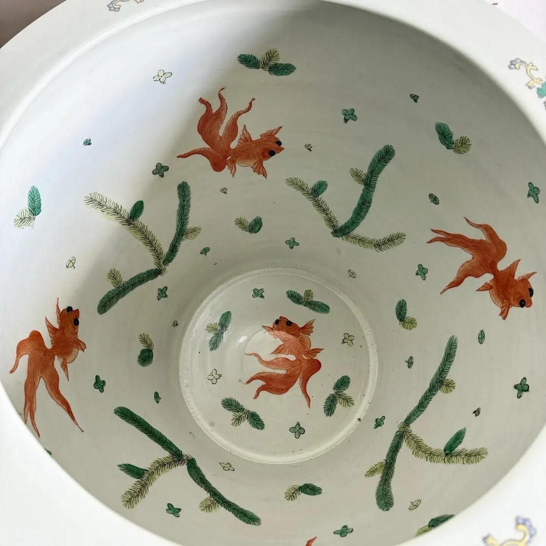 Chinese Hand Painted Floor Vase With Wooden Stand - 5