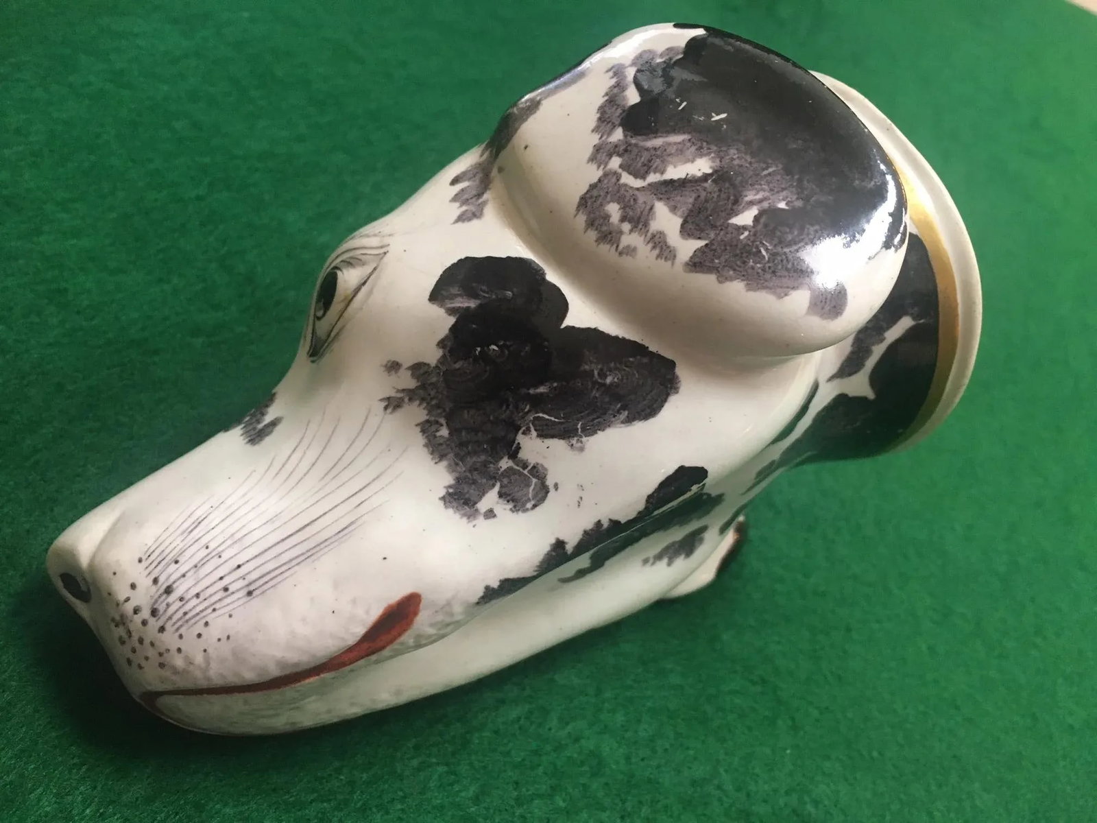 19thc English Staffordshire Large Hound's Head Stirrup Cup - 11