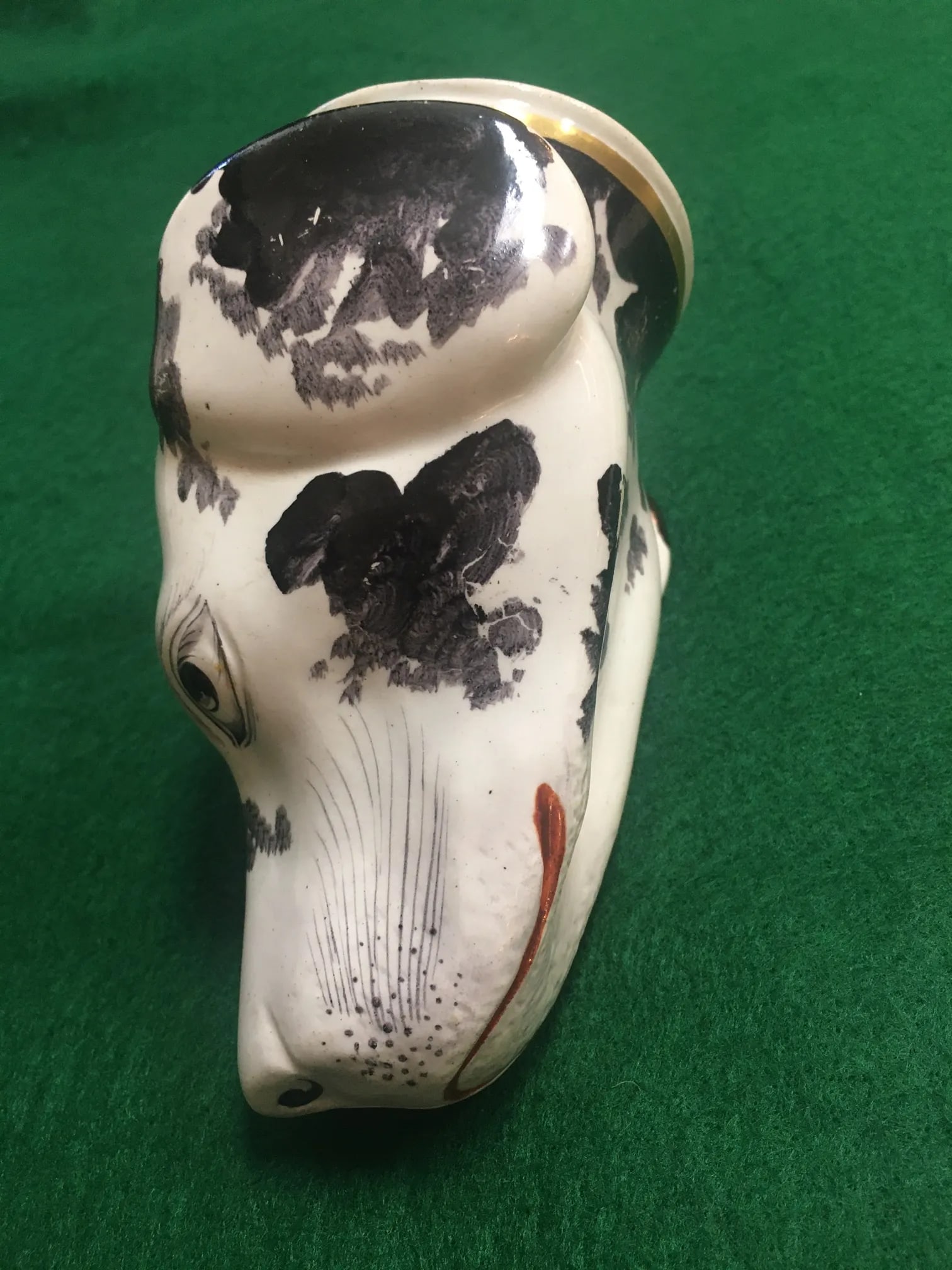 19thc English Staffordshire Large Hound's Head Stirrup Cup - 12