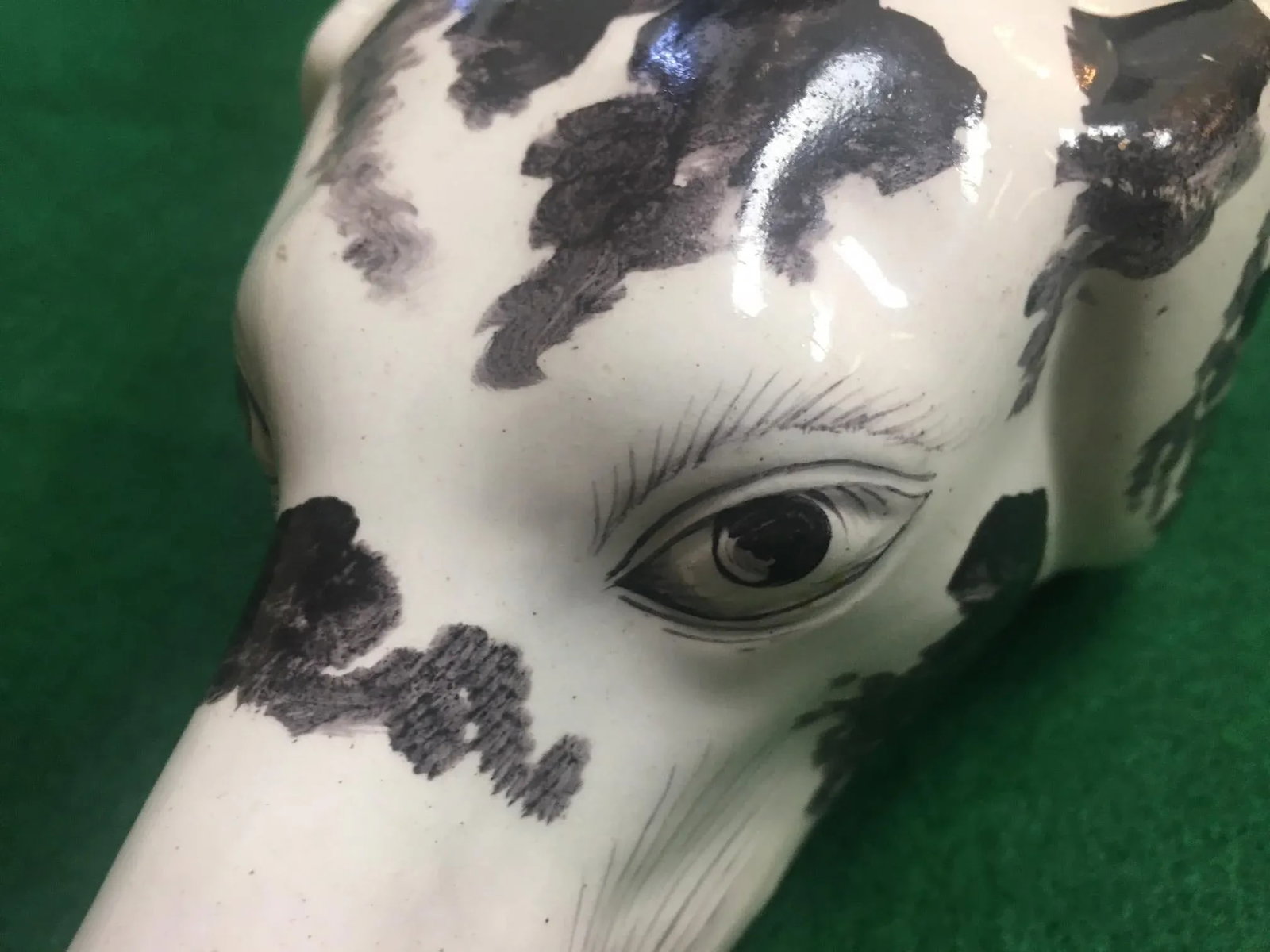 19thc English Staffordshire Large Hound's Head Stirrup Cup - 9
