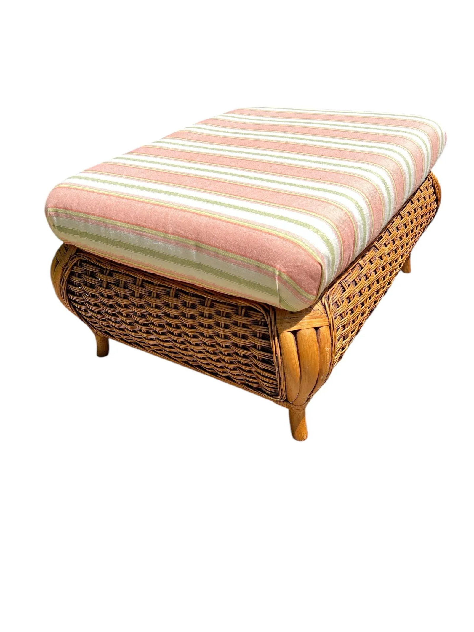 Vintage Rattan Chair and Ottoman - Set 2 Pieces - 5