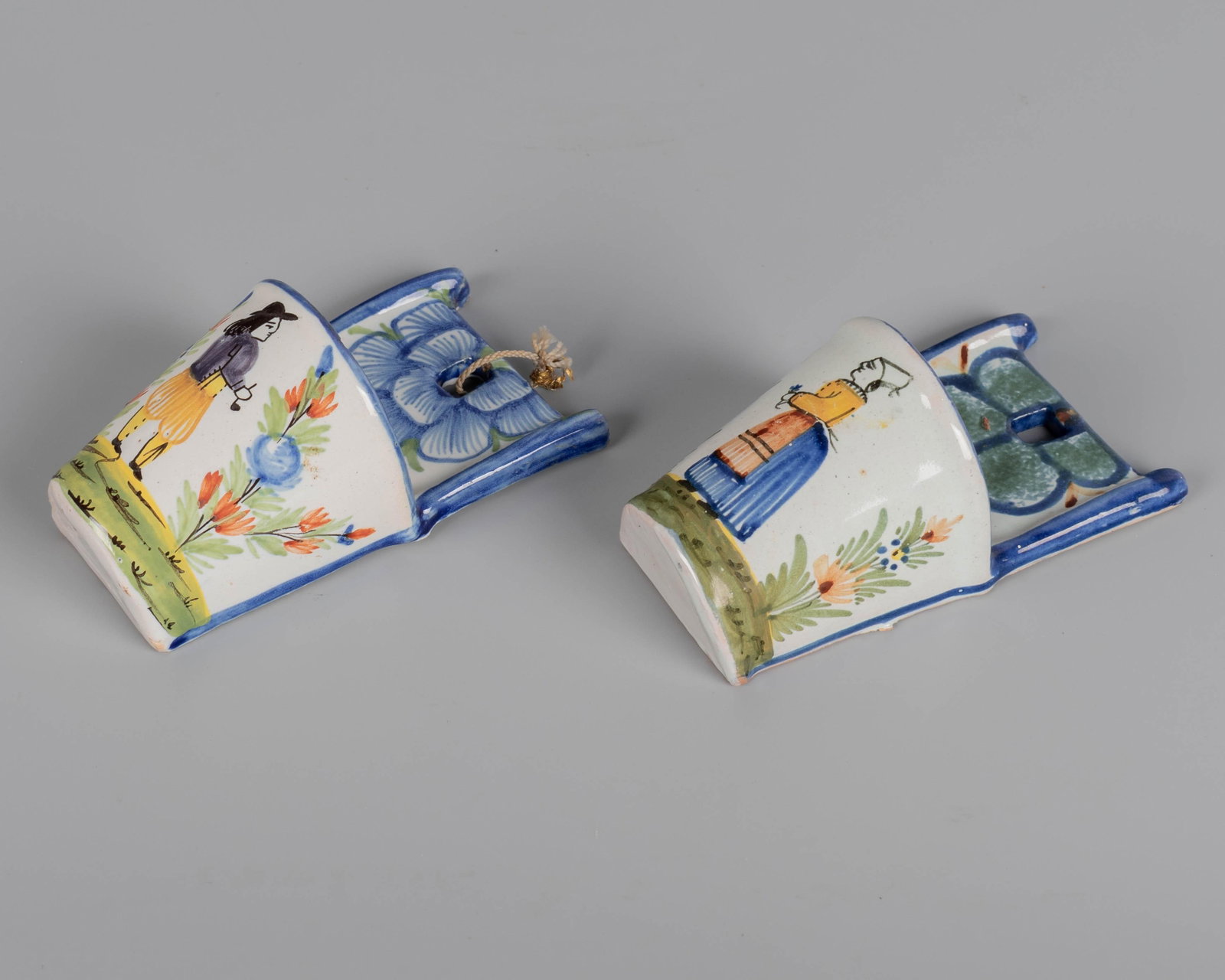 19th Century French Faience Bénitier, or Wall Pocket, Hand-Painted - 6
