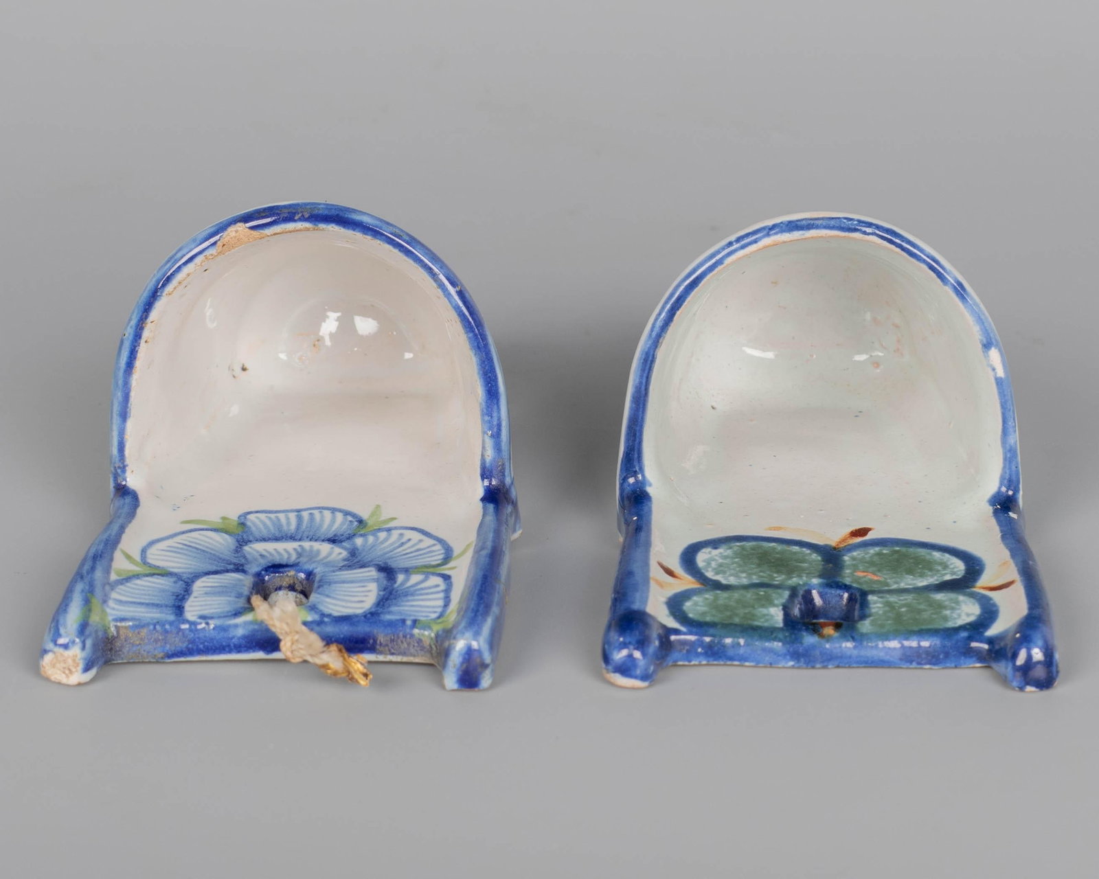 19th Century French Faience Bénitier, or Wall Pocket, Hand-Painted - 8