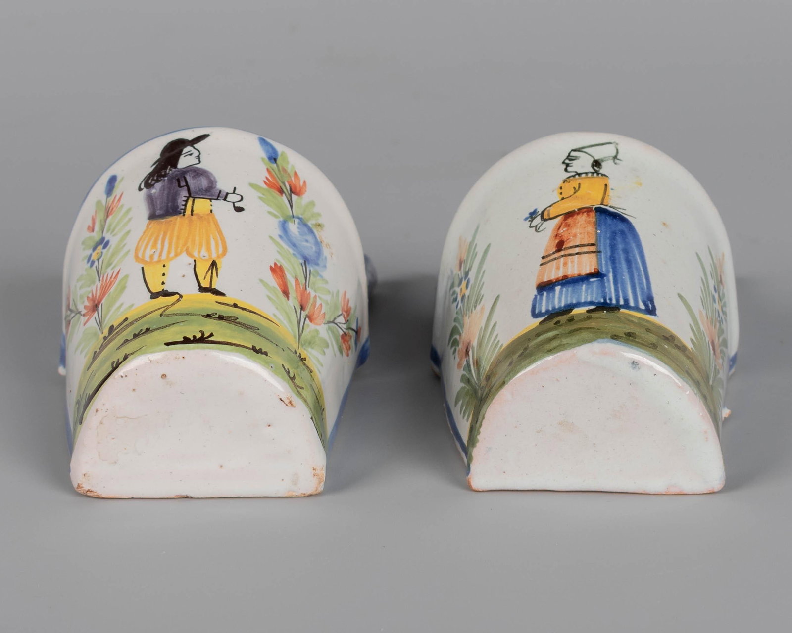 19th Century French Faience Bénitier, or Wall Pocket, Hand-Painted - 9