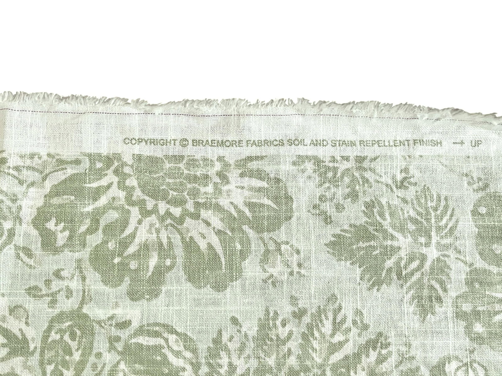Vintage Braemore Fabrics Sage Green Linen Blend Floral Performance Upholstery Fabric "” 6 - 13