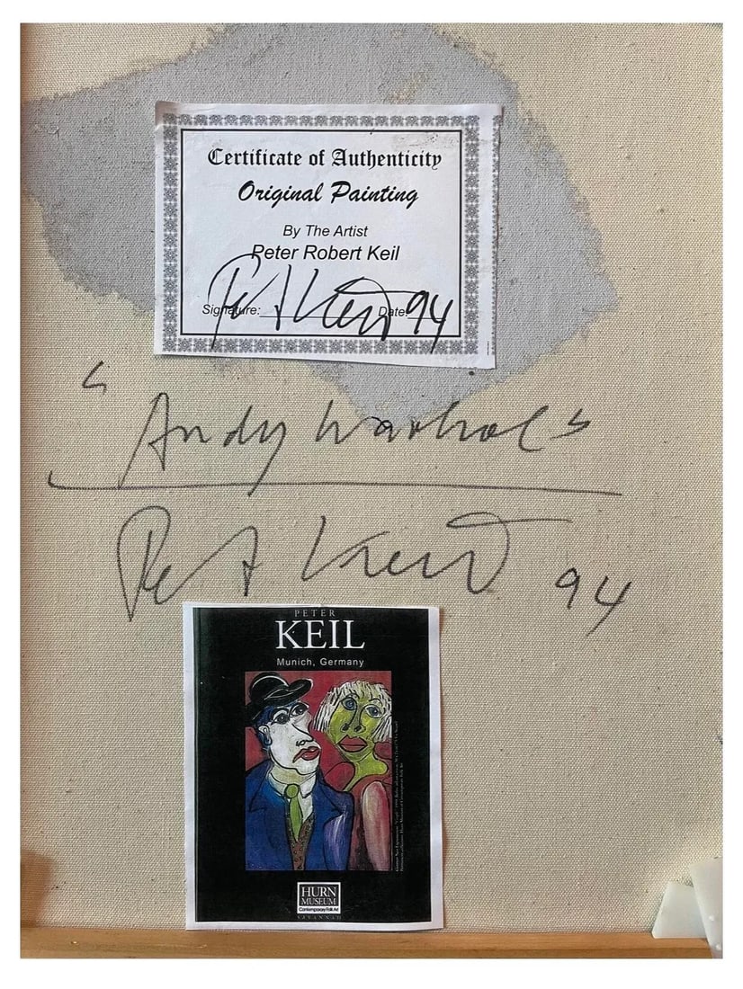 Andy Warhol by Artist Peter Keil Original Titled Painting Framed - 3