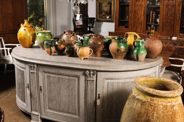 19th Century French Provincial Pottery Cooking Pot with Partial Green Glaze - 12