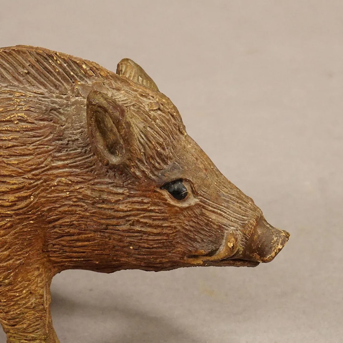 Antique Wild Boar Piggy Bank Made of Clay - 2