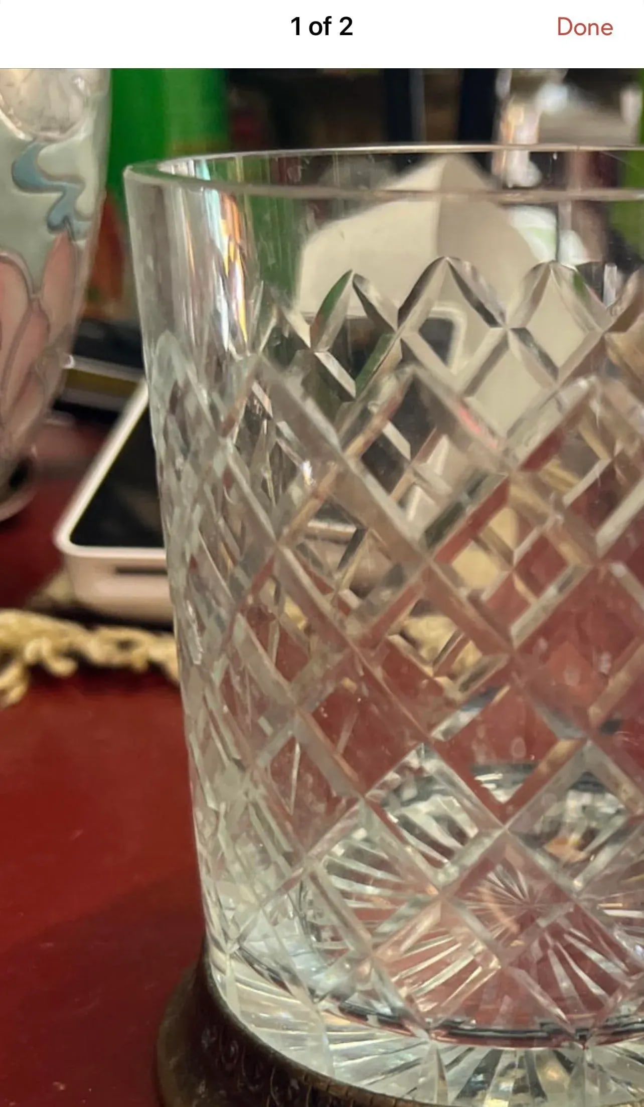 1970s Crystal and Brass Vase With Reticulated Details - 3