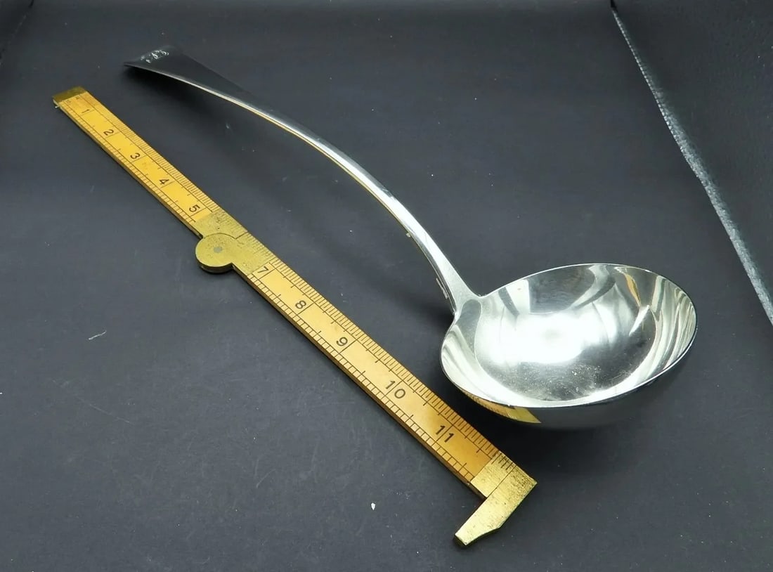 Antique Sterling Silver William Chawner II London Soup Wedding Punch Ladle, 1832 - 3