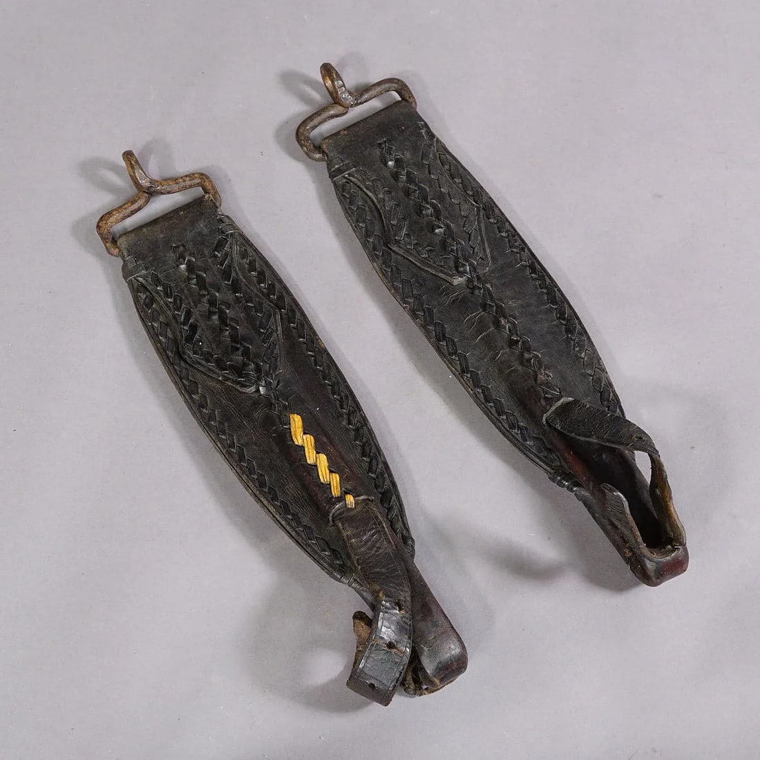 A Pair Antique Leather Stirrup Holders - 2