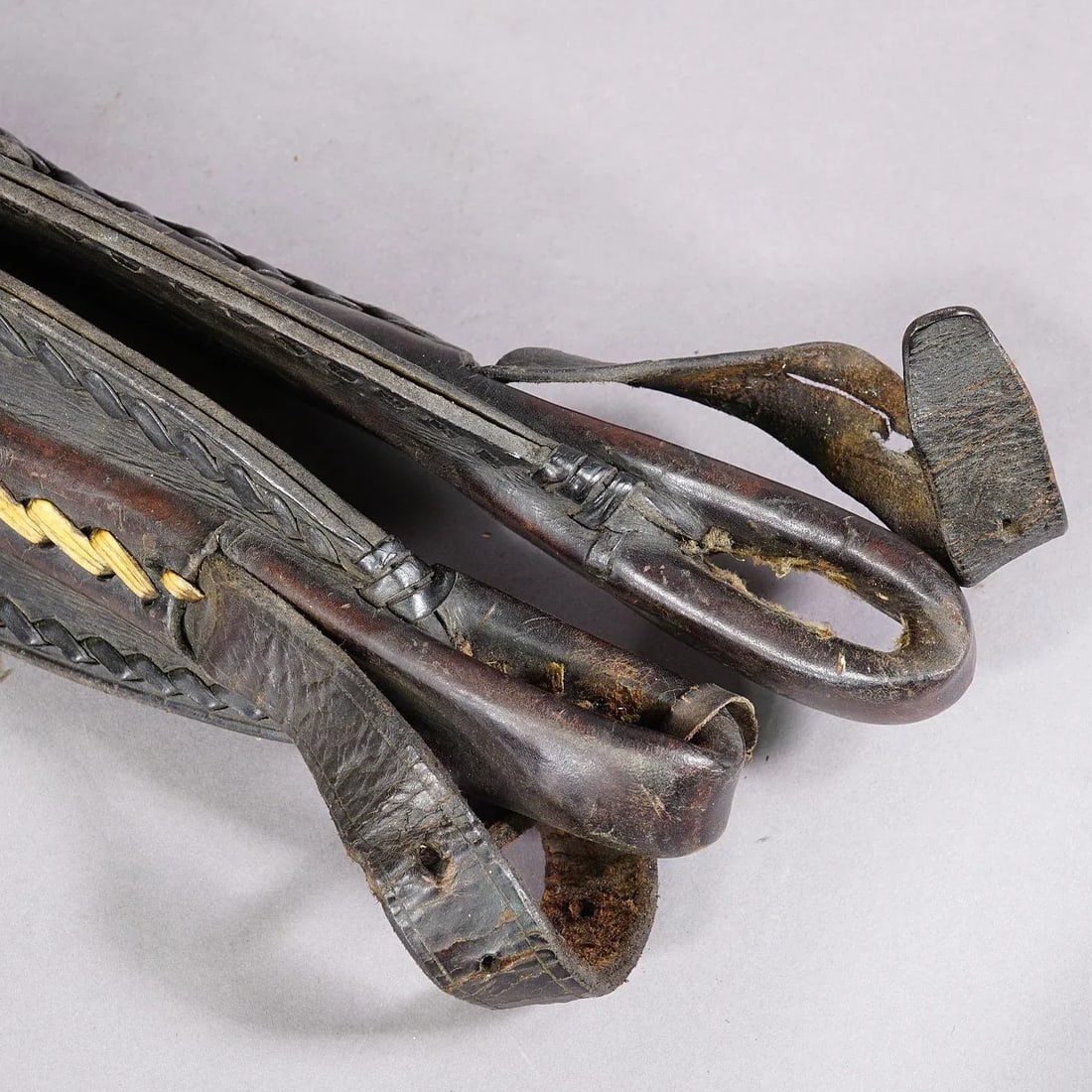 A Pair Antique Leather Stirrup Holders - 4