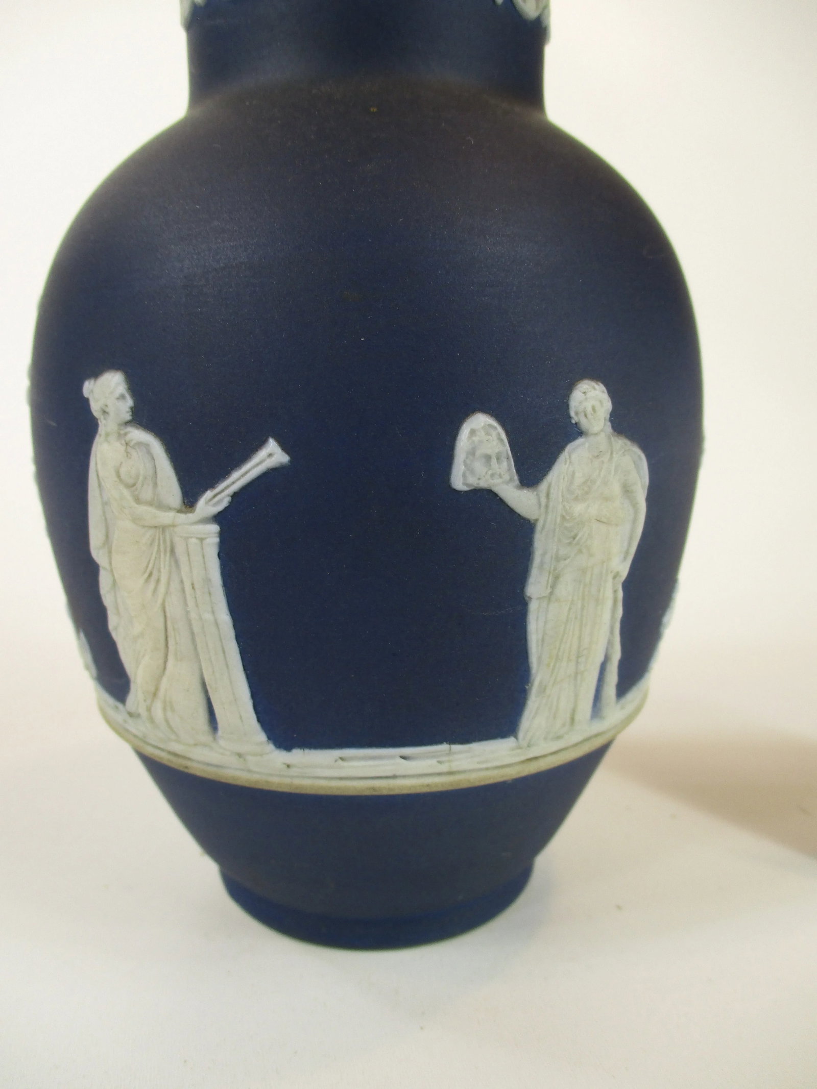 Early 20th Century Porcelain Adams Tunstall Wedgwood Cobalt Blue Classical Greek Figures Vase - 4