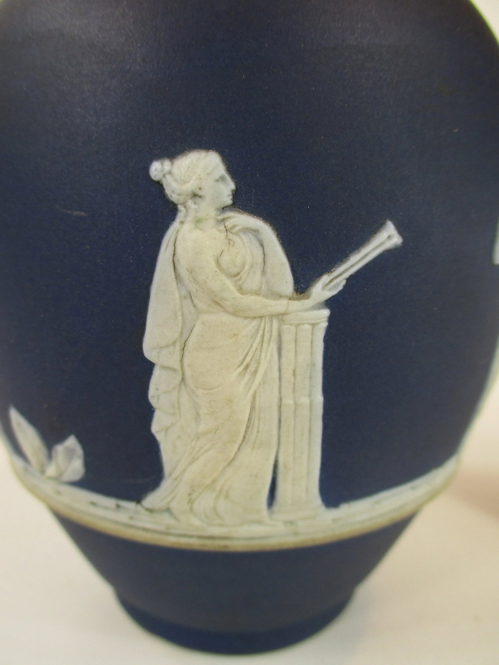 Early 20th Century Porcelain Adams Tunstall Wedgwood Cobalt Blue Classical Greek Figures Vase - 5
