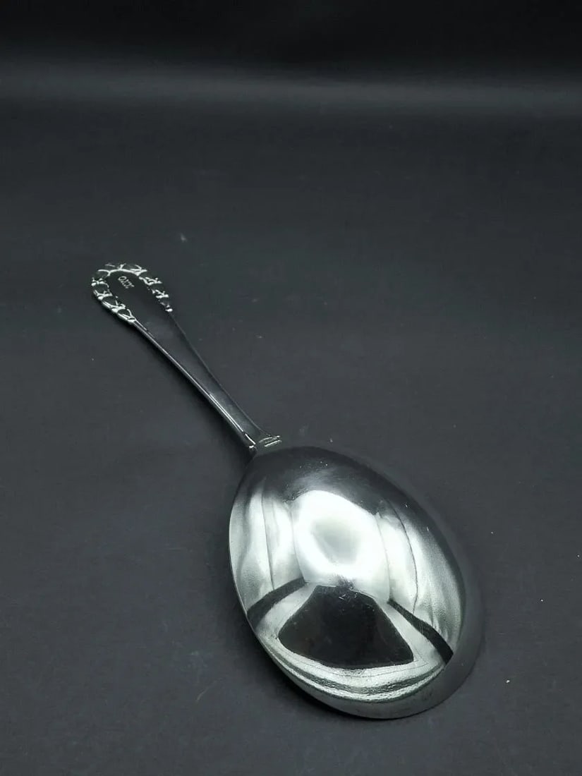 Vintage Georg Jensen Lily of the Valley Rose Large Serving Spoon 1913-2004 - 7