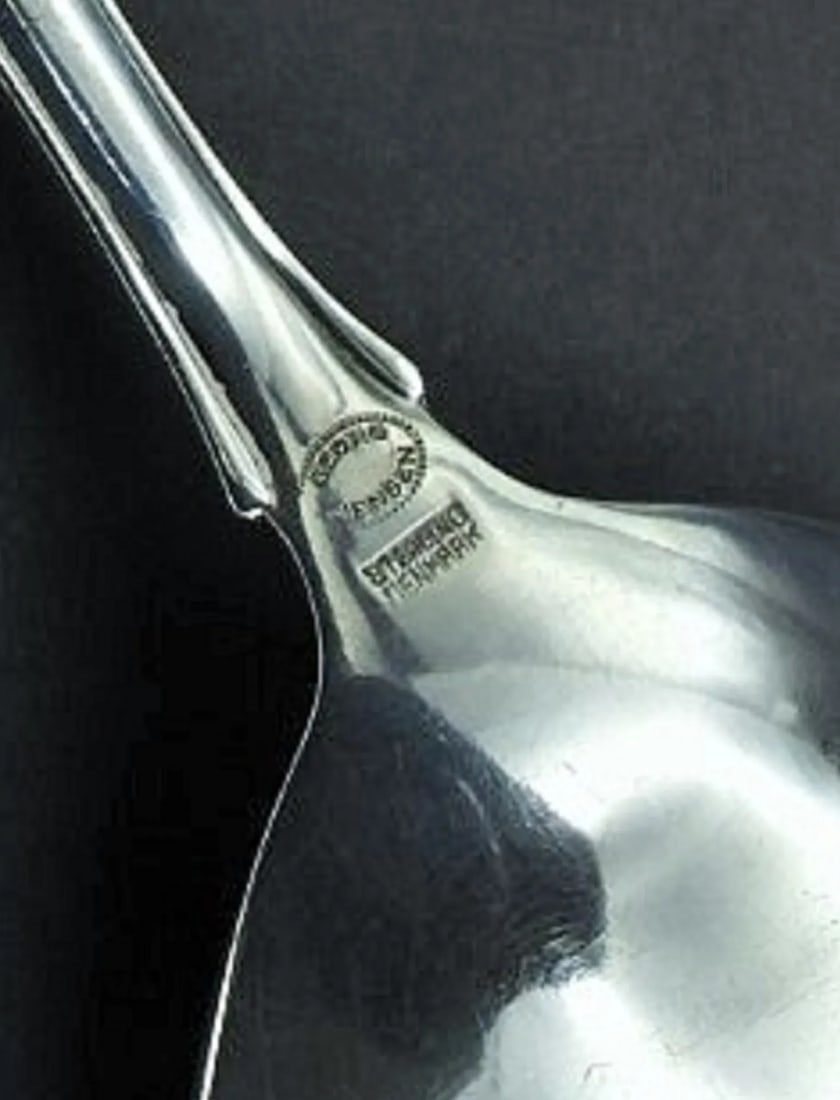 Vintage Georg Jensen Lily of the Valley Rose Large Serving Spoon 1913-2004 - 9
