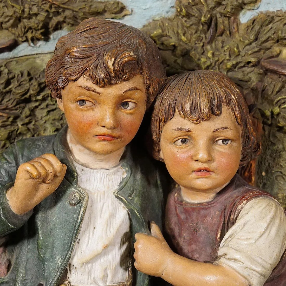 Terracotta Wall Plate With Whimsy Children in Farmer Costumes by Johann Maresch - 4