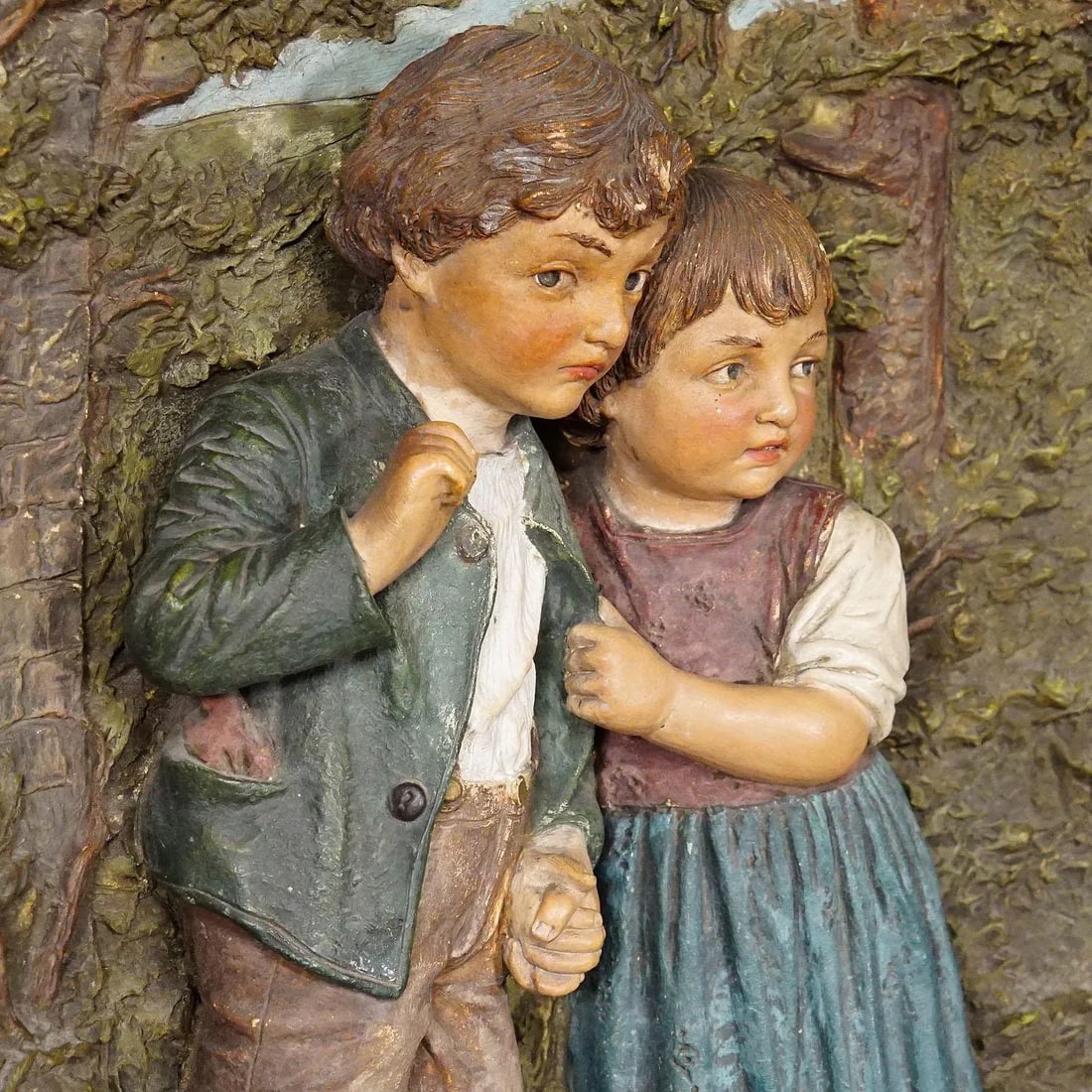 Terracotta Wall Plate With Whimsy Children in Farmer Costumes by Johann Maresch - 5