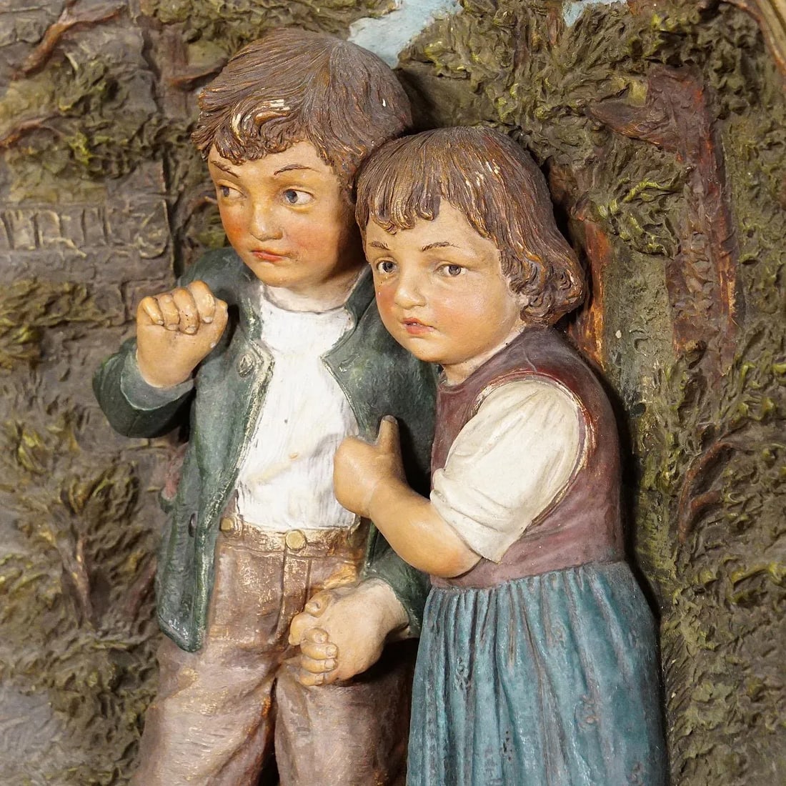 Terracotta Wall Plate With Whimsy Children in Farmer Costumes by Johann Maresch - 6