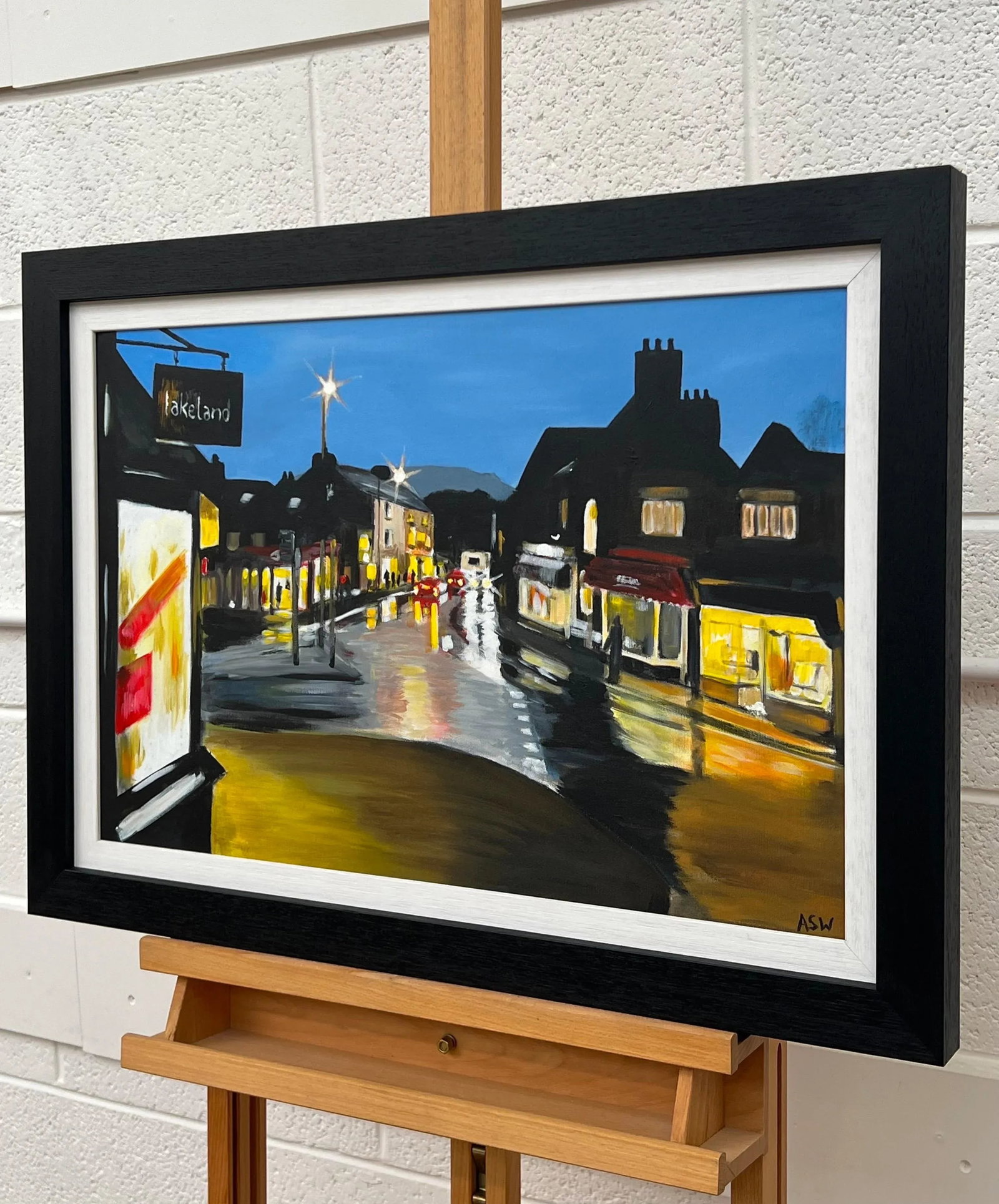 Painting of Ambleside in Lake District England at Night by English Urban Artist, 2009 - 6
