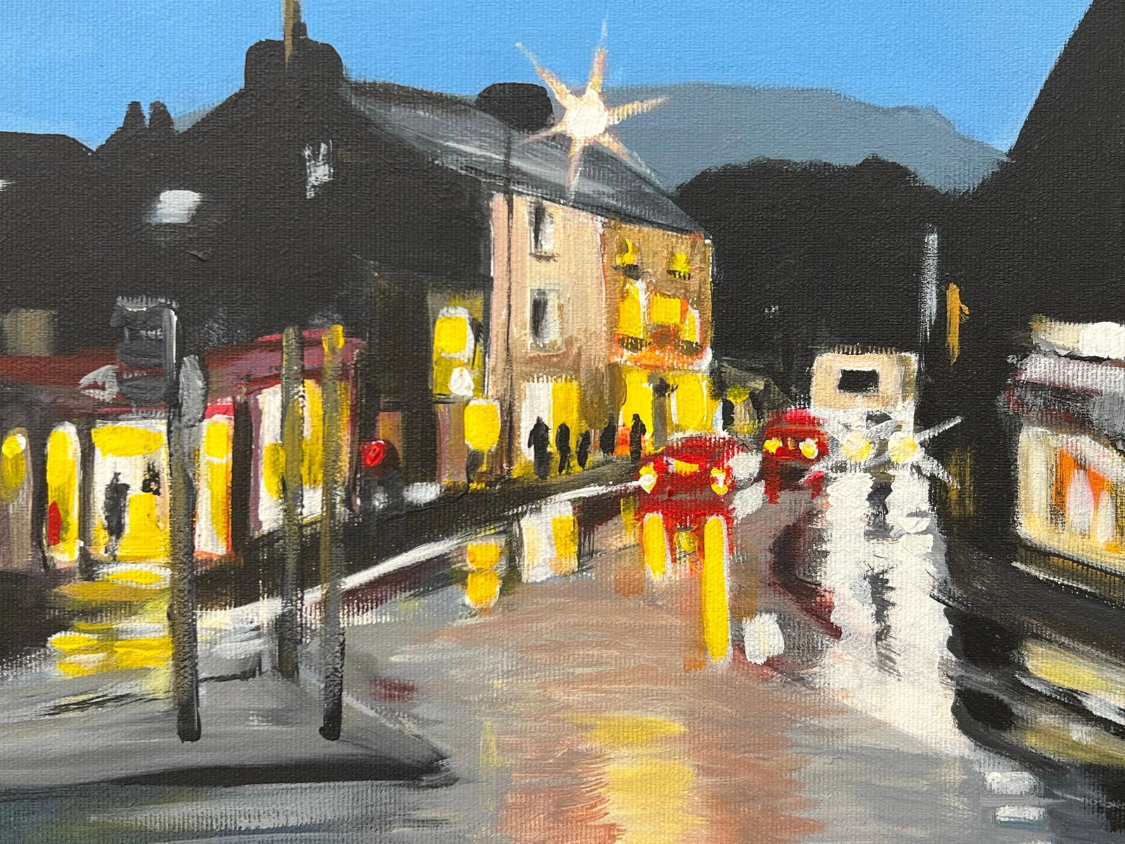 Painting of Ambleside in Lake District England at Night by English Urban Artist, 2009 - 8