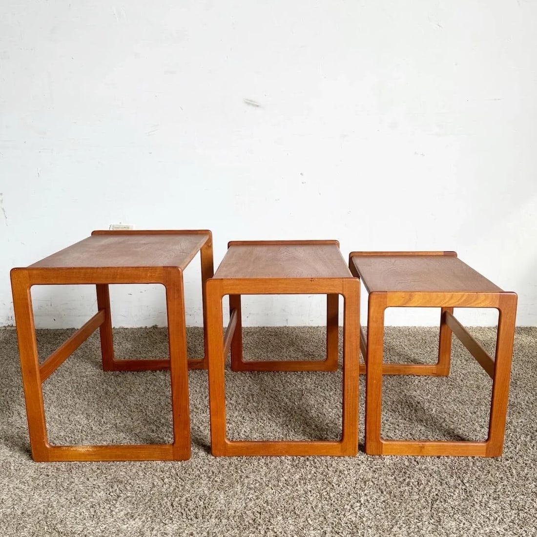 Mid Century Modern Teak Nesting Tables - Set of 3 - 3