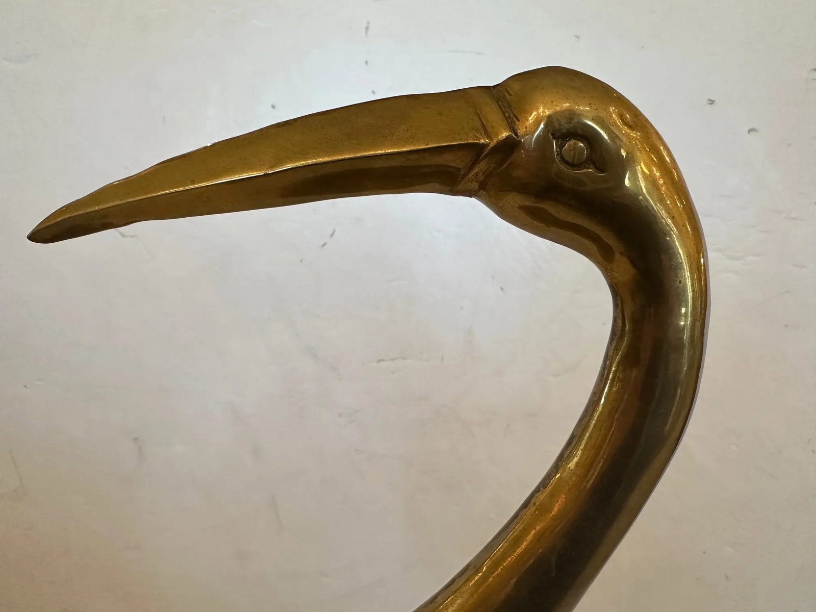 Vintage Tall Solid Brass Asian Crane Sculpture - 10