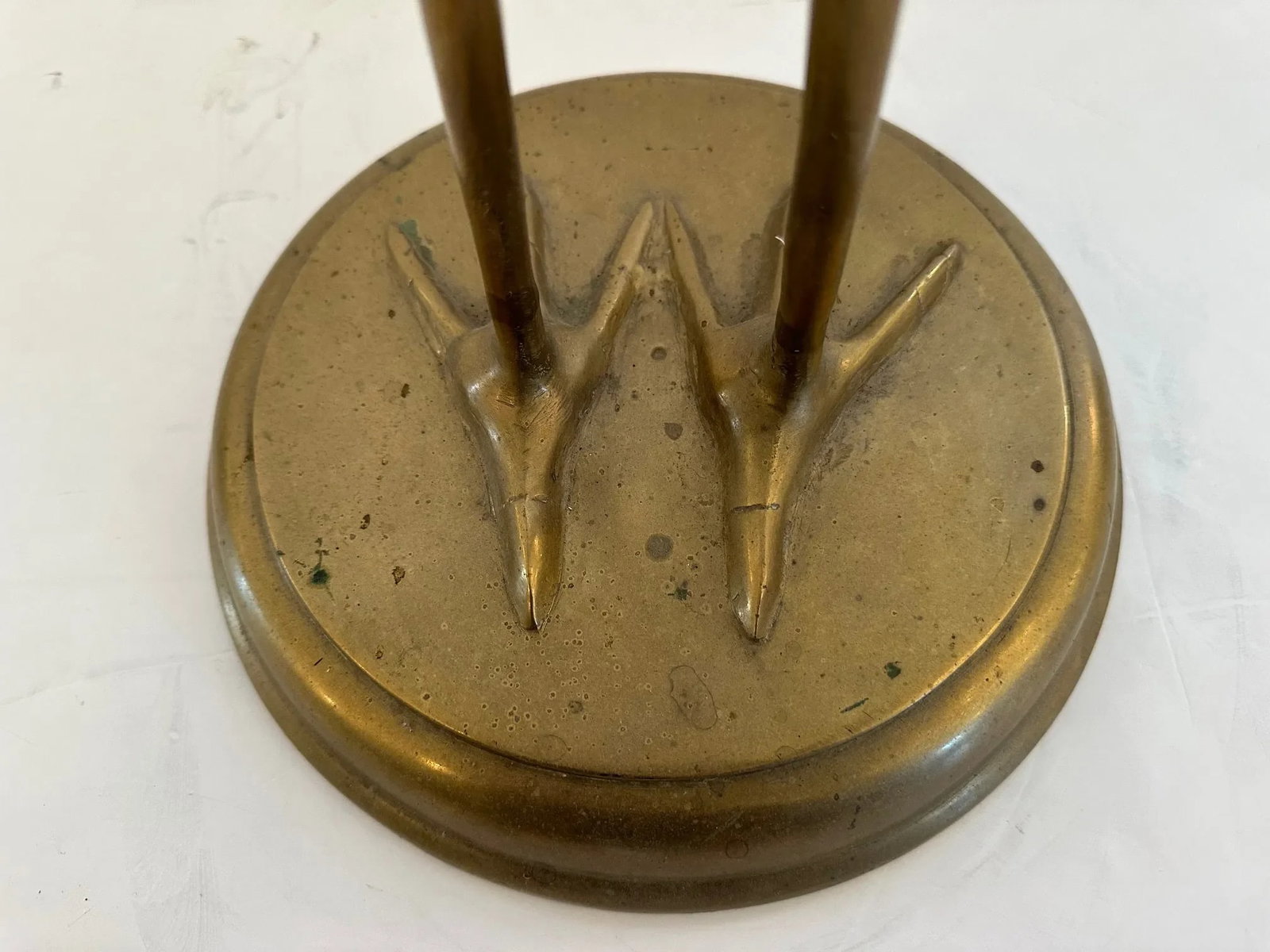 Vintage Tall Solid Brass Asian Crane Sculpture - 11