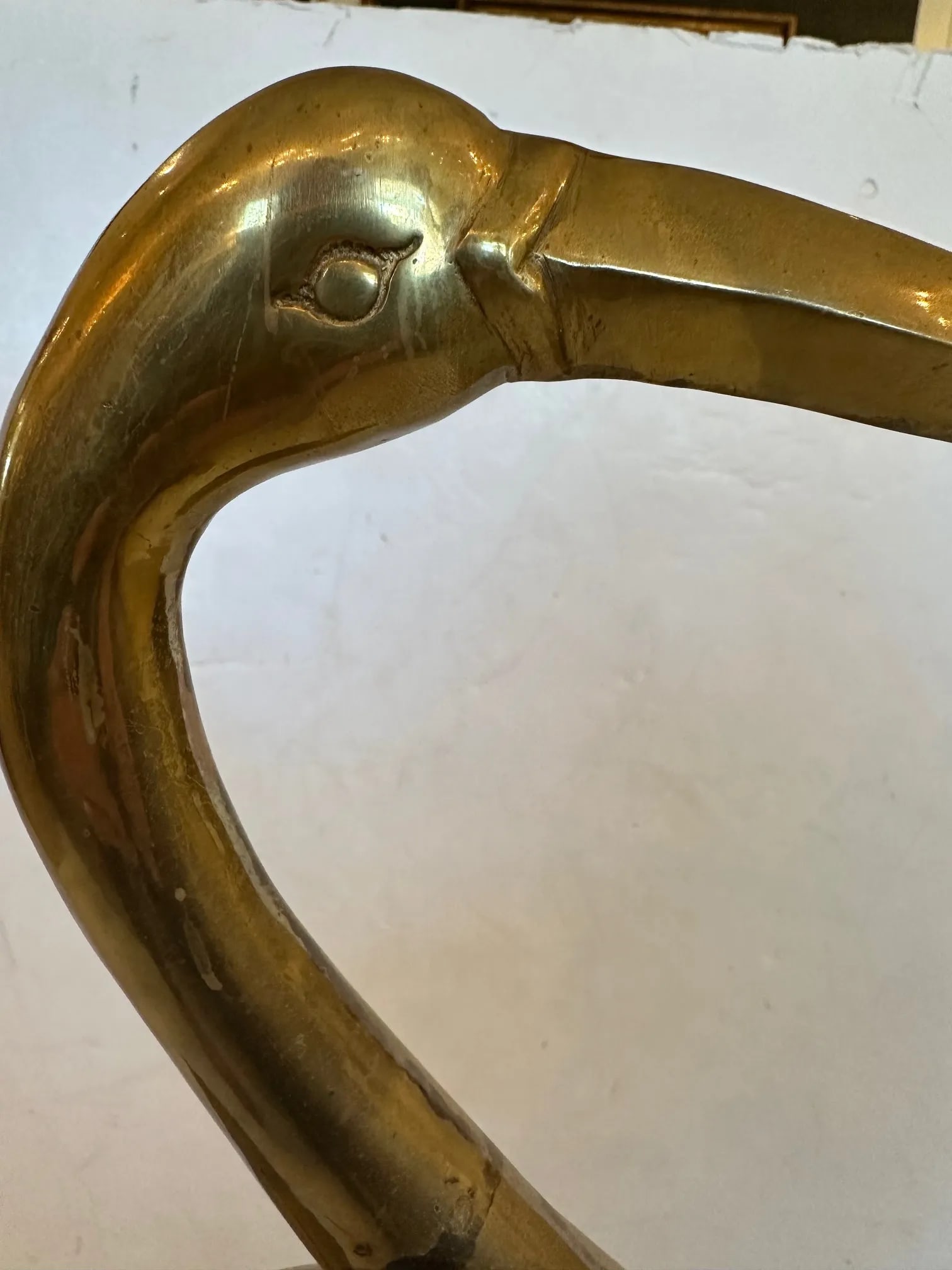 Vintage Tall Solid Brass Asian Crane Sculpture - 2