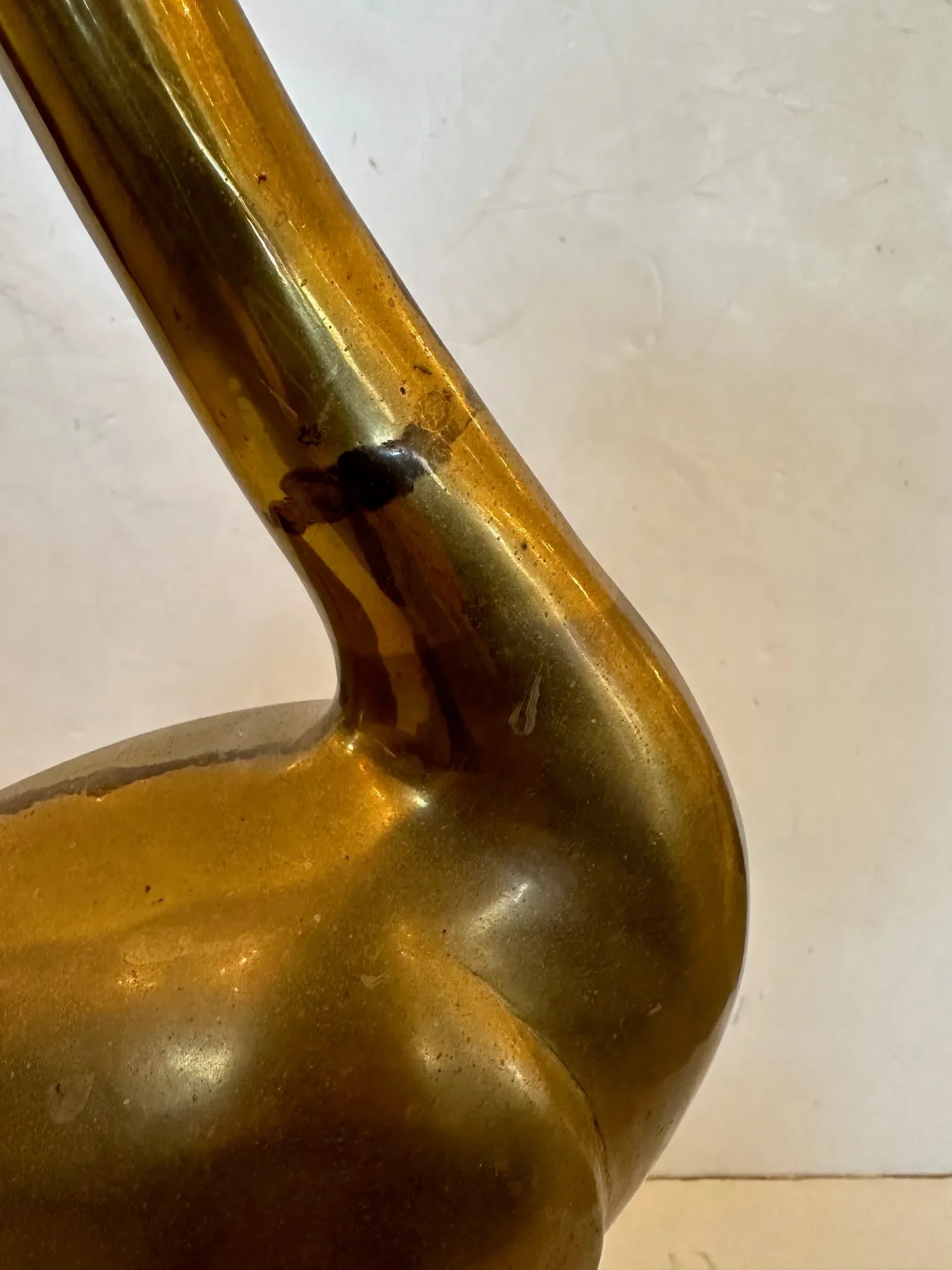 Vintage Tall Solid Brass Asian Crane Sculpture - 7
