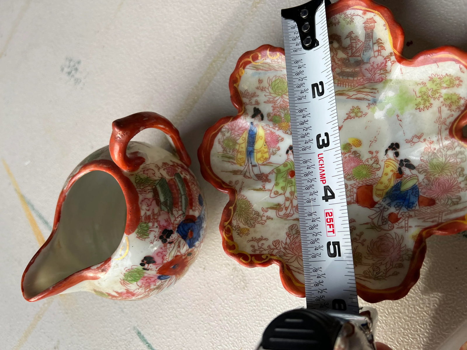 1970s Asian Chinoiserie Plate and Pitcher Set- 2 Pieces - 2