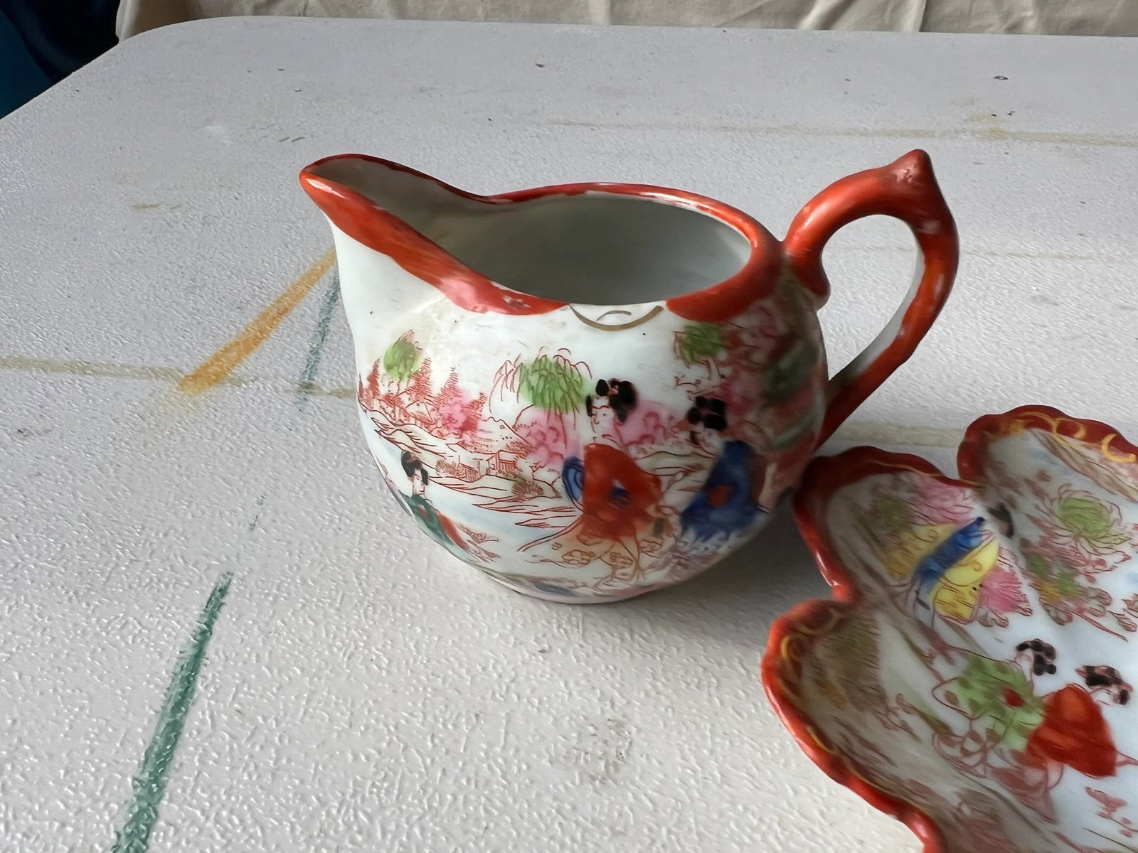1970s Asian Chinoiserie Plate and Pitcher Set- 2 Pieces - 7