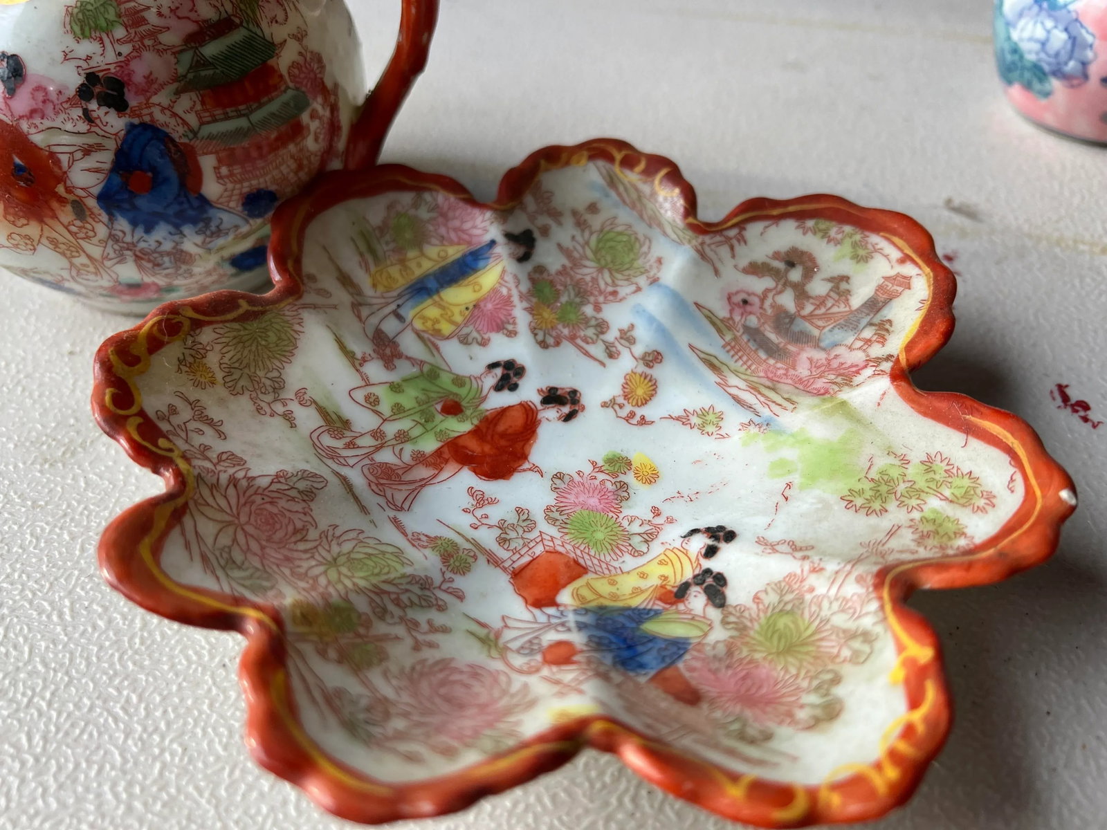 1970s Asian Chinoiserie Plate and Pitcher Set- 2 Pieces - 8