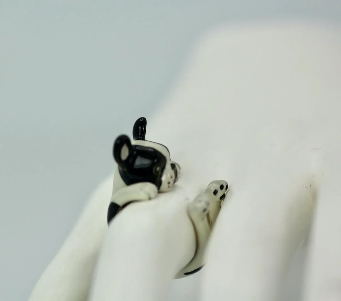 Enamel Silver Boston Terrier Dog Ring Size 7 - 3