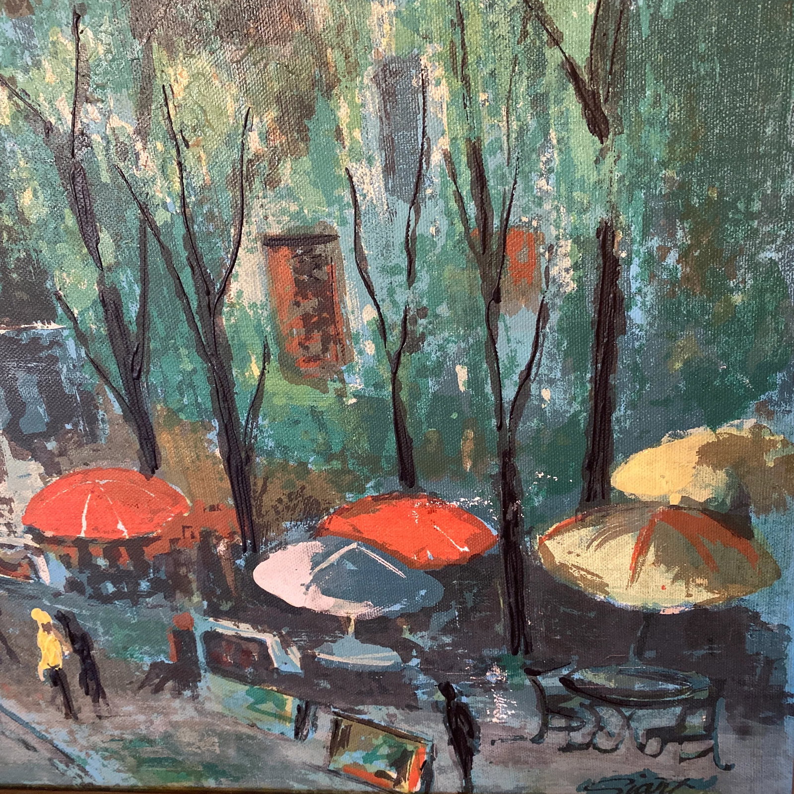 Original French Impressionist Oil Painting of Paris Street Scene Signed Saint - 3