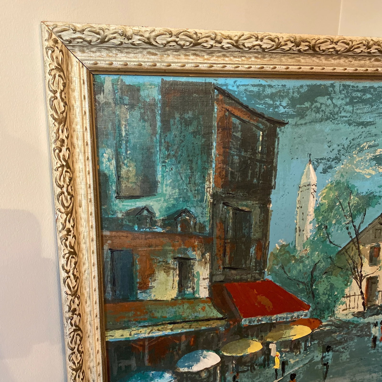 Original French Impressionist Oil Painting of Paris Street Scene Signed Saint - 5