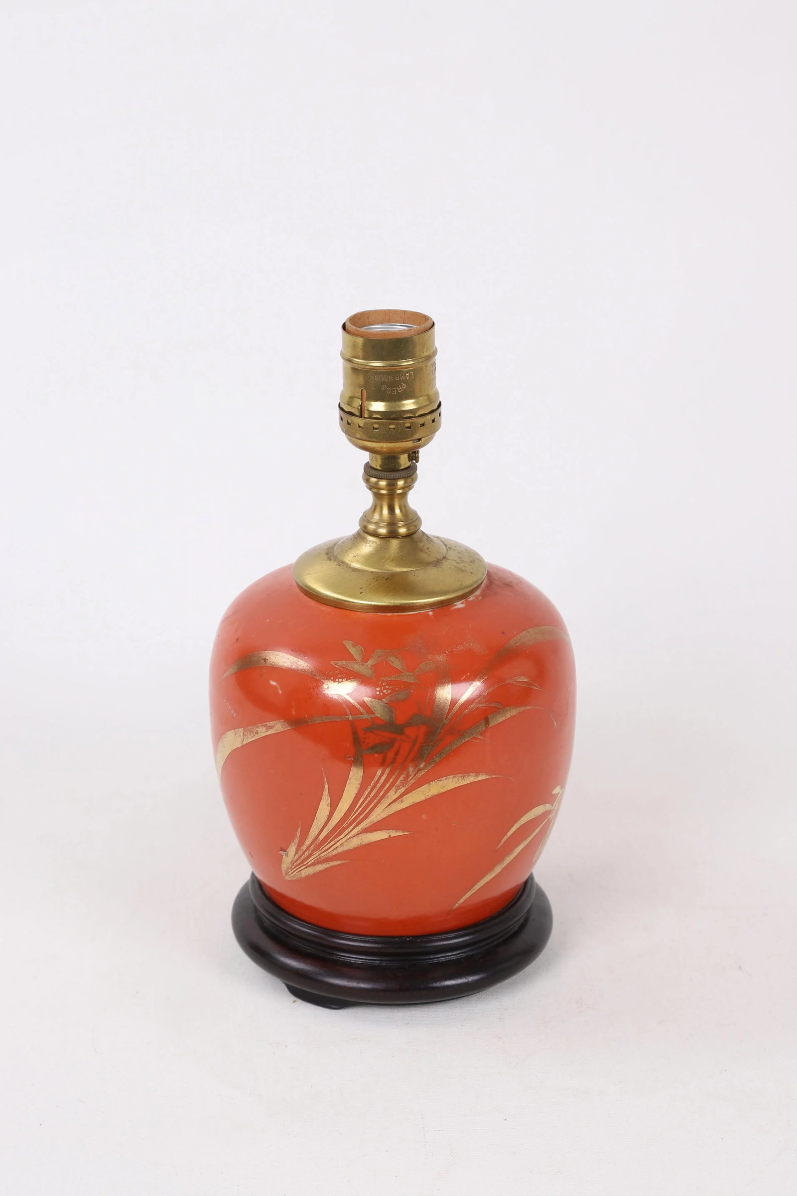 Chinese Vintage Tall Grass Motif Melon Jar Lamp - 2