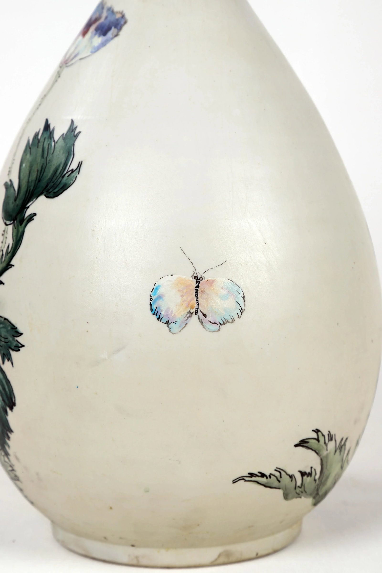 Vintage Porcelain With Hand Painted Flowers Motif Vase - 5
