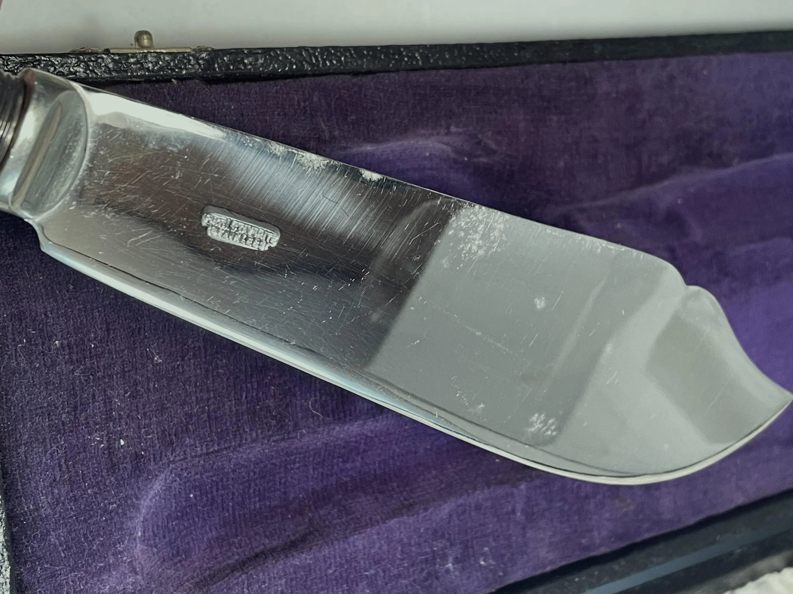 Mid 20th Century Fish Serving Knife Fork Set Sterling Silver Celluloid Stainless Firth Staybrite- 2 - 10