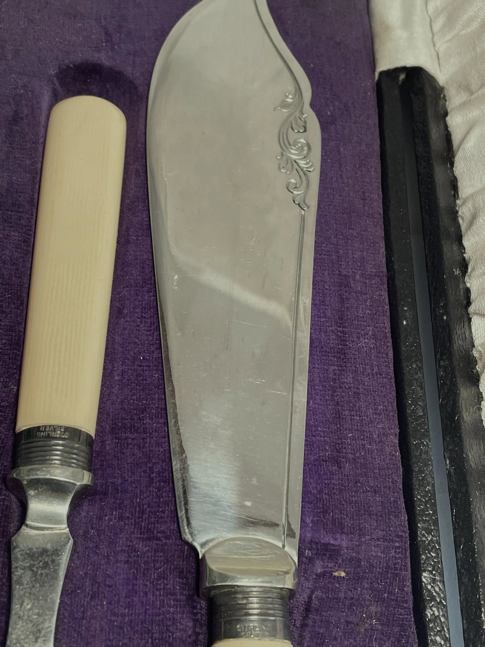 Mid 20th Century Fish Serving Knife Fork Set Sterling Silver Celluloid Stainless Firth Staybrite- 2 - 5
