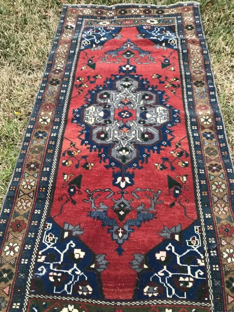 1960s Vintage Turkish Oushak Handmade Rug - 3"²3"³ × 7"²1"³ - 3
