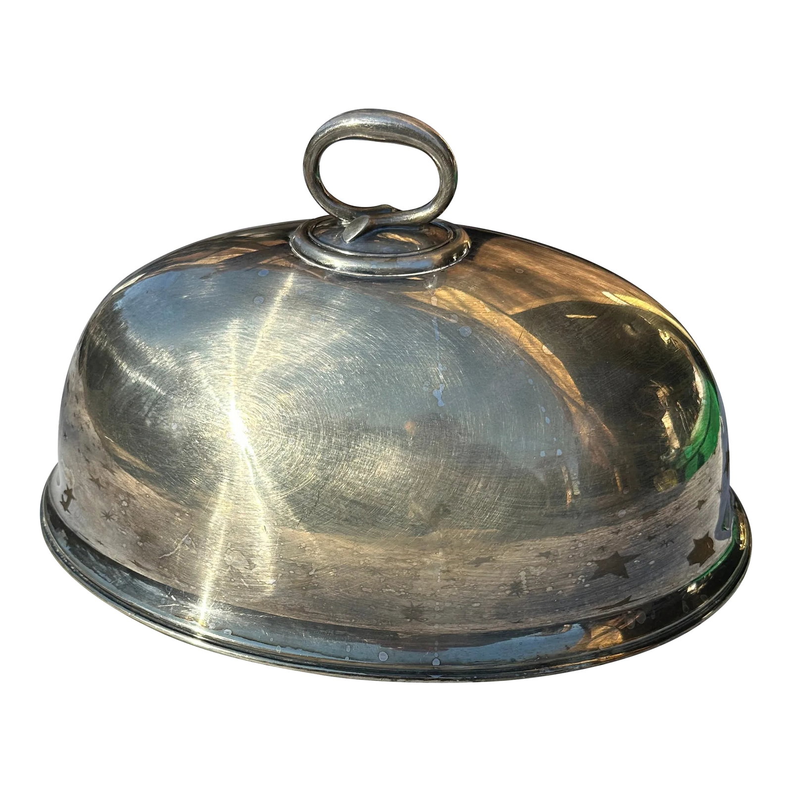 1970s Elkington Food Cloche Silverplate Stamped Meat Dome: Up for consideration is a beautiful silver meat dome for you to serve entrees in an elegant way. This piece would look lovely at your next dinner party and is a great find for the interior design