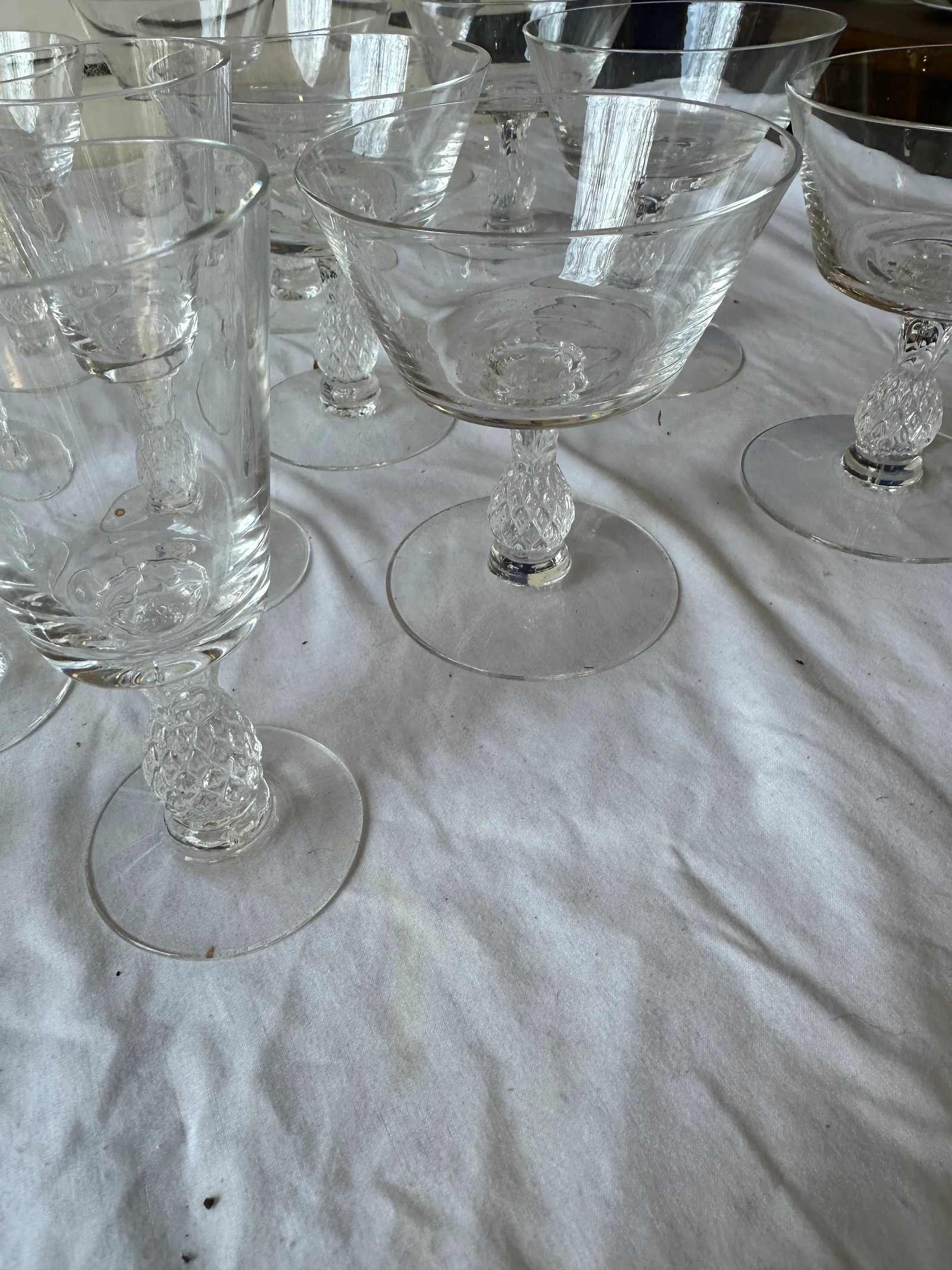 1970s Large Collection of Pineapple Crystal Cocktail Glasses - Set of 30 - 5